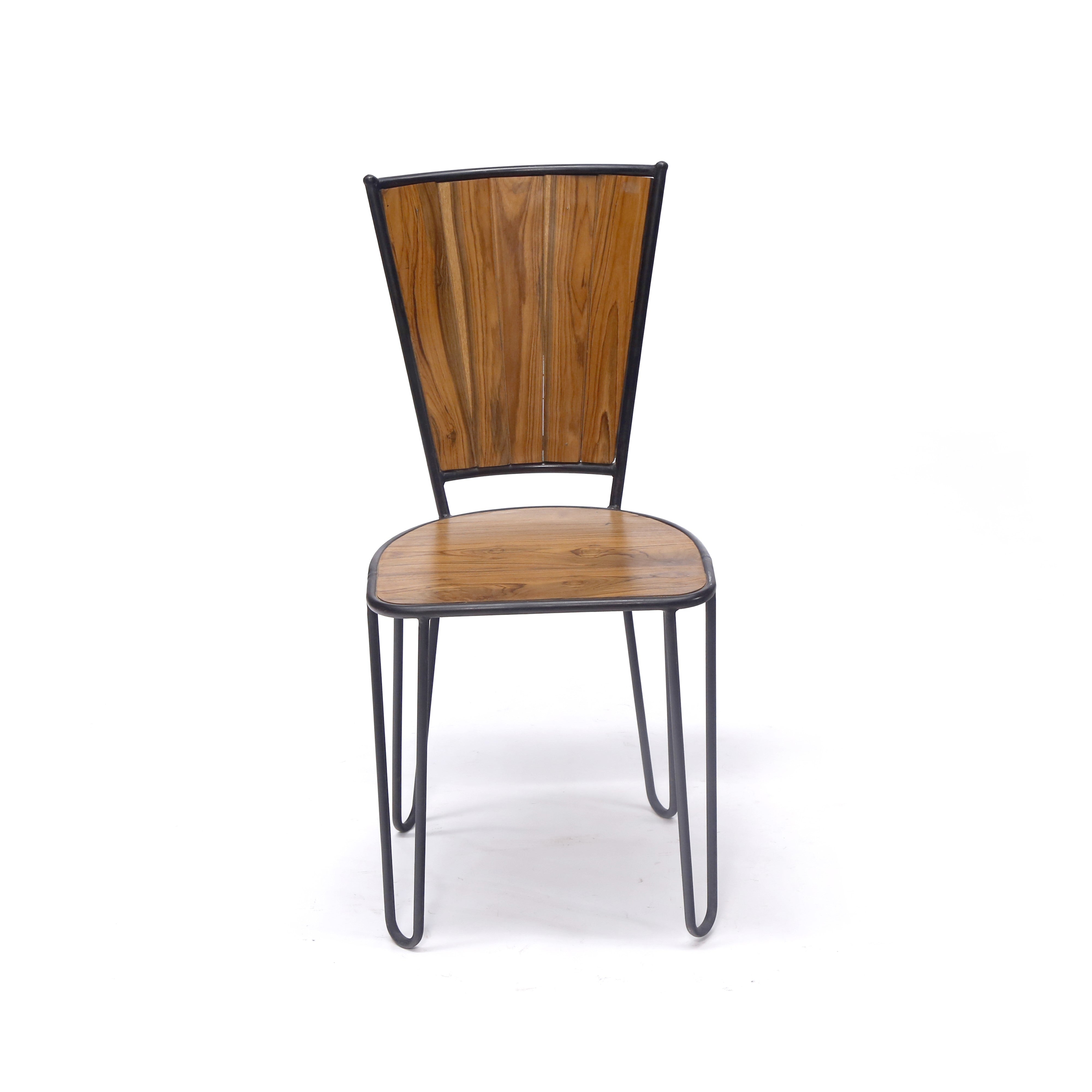 Teak Wood Metallic Frame Chair Dining Chair
