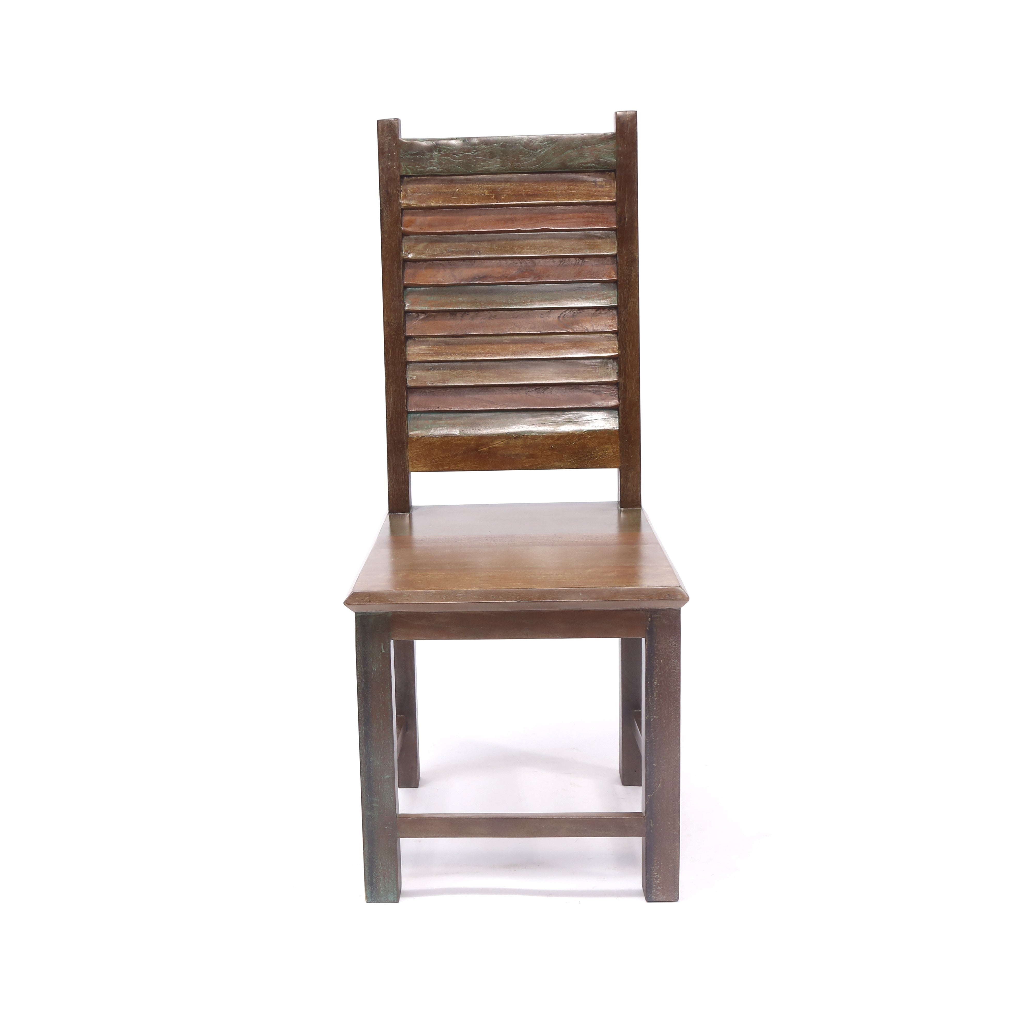 (Set of 2) Shutter Back old colour Wood Chair Dining Chair