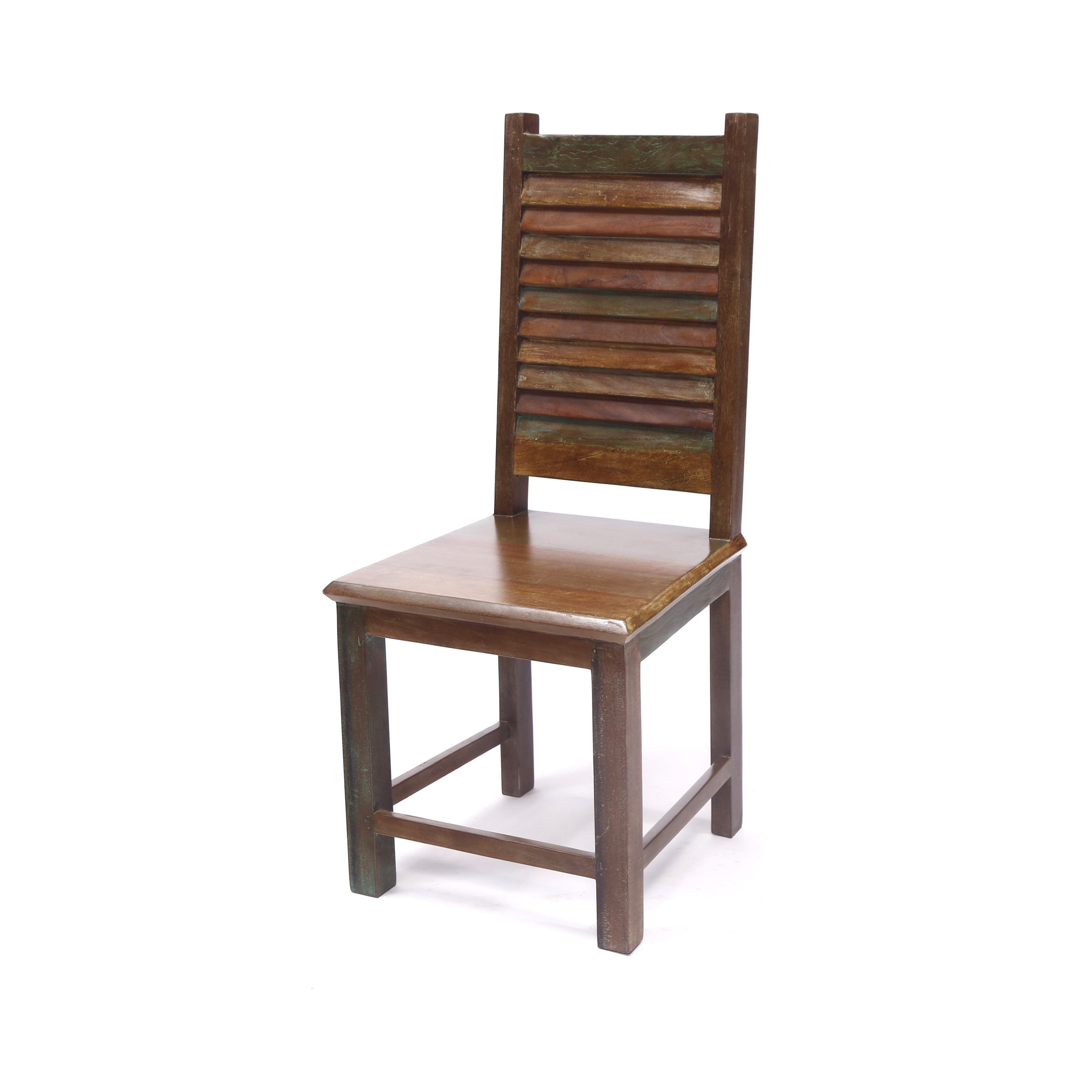 (Set of 2) Shutter Back old colour Wood Chair Dining Chair