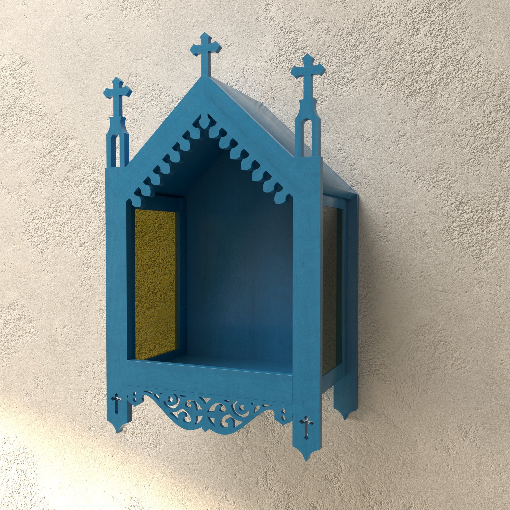 Handcrafted Gothic Chapel Altar Box with Cross Finials Altar