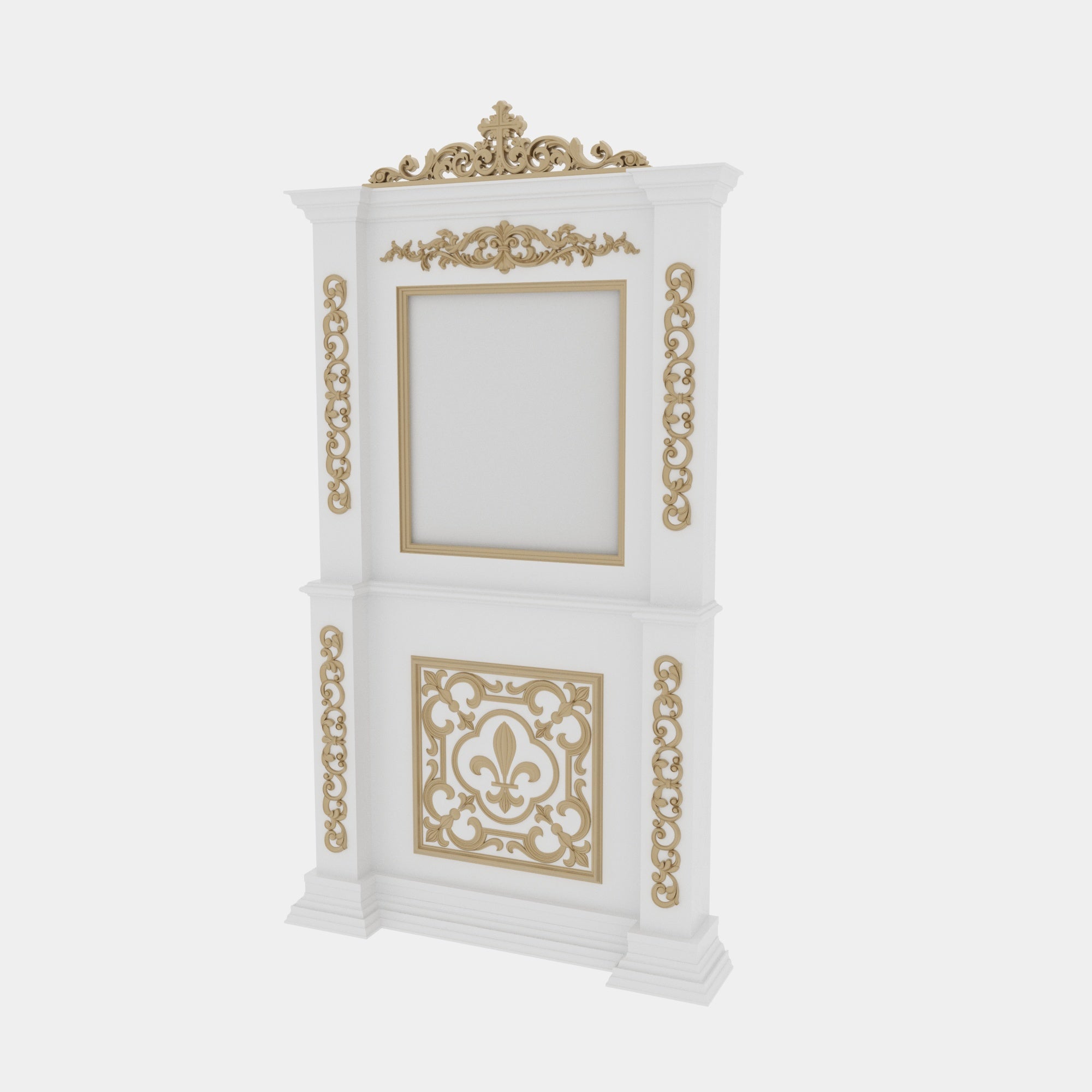Grand White & Gold Wall Altar with Ornate Carvings Altar