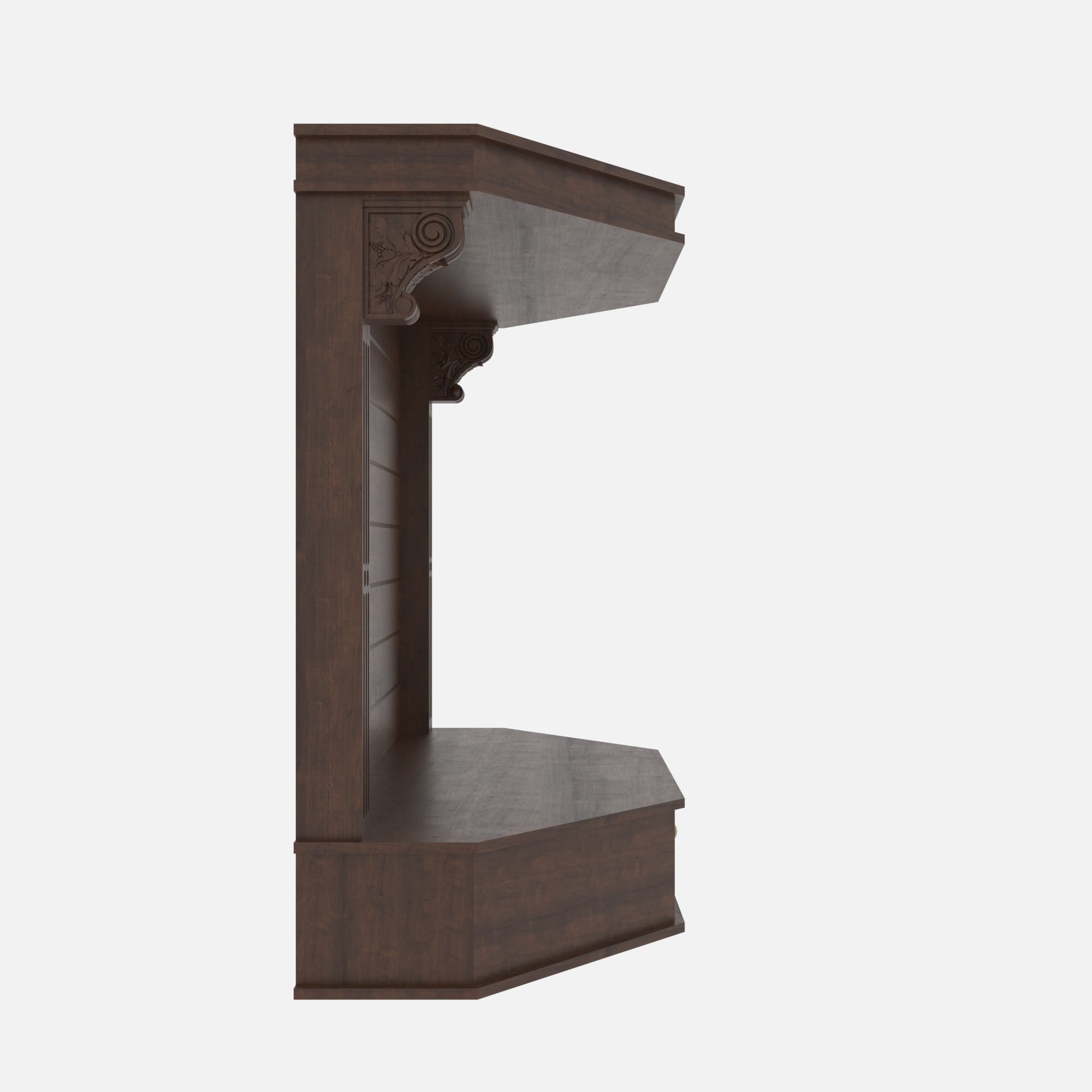 Wooden Wall Altar with Stepped Cornice, Slatted Back & Drawer Altar