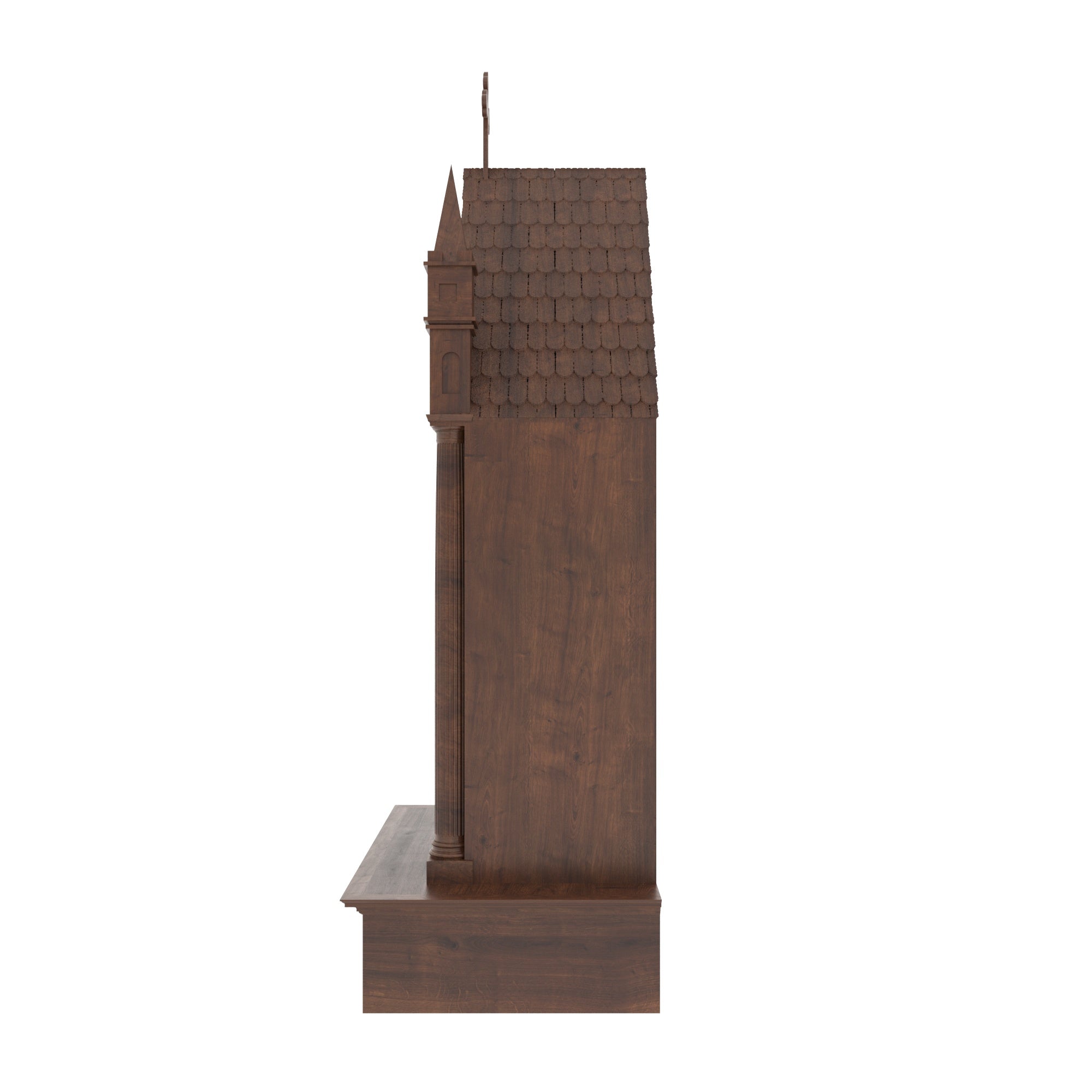 Gothic Cathedral Wooden Altar with Pointed Arch Niche, Fluted Columns & Twin Spires Altar