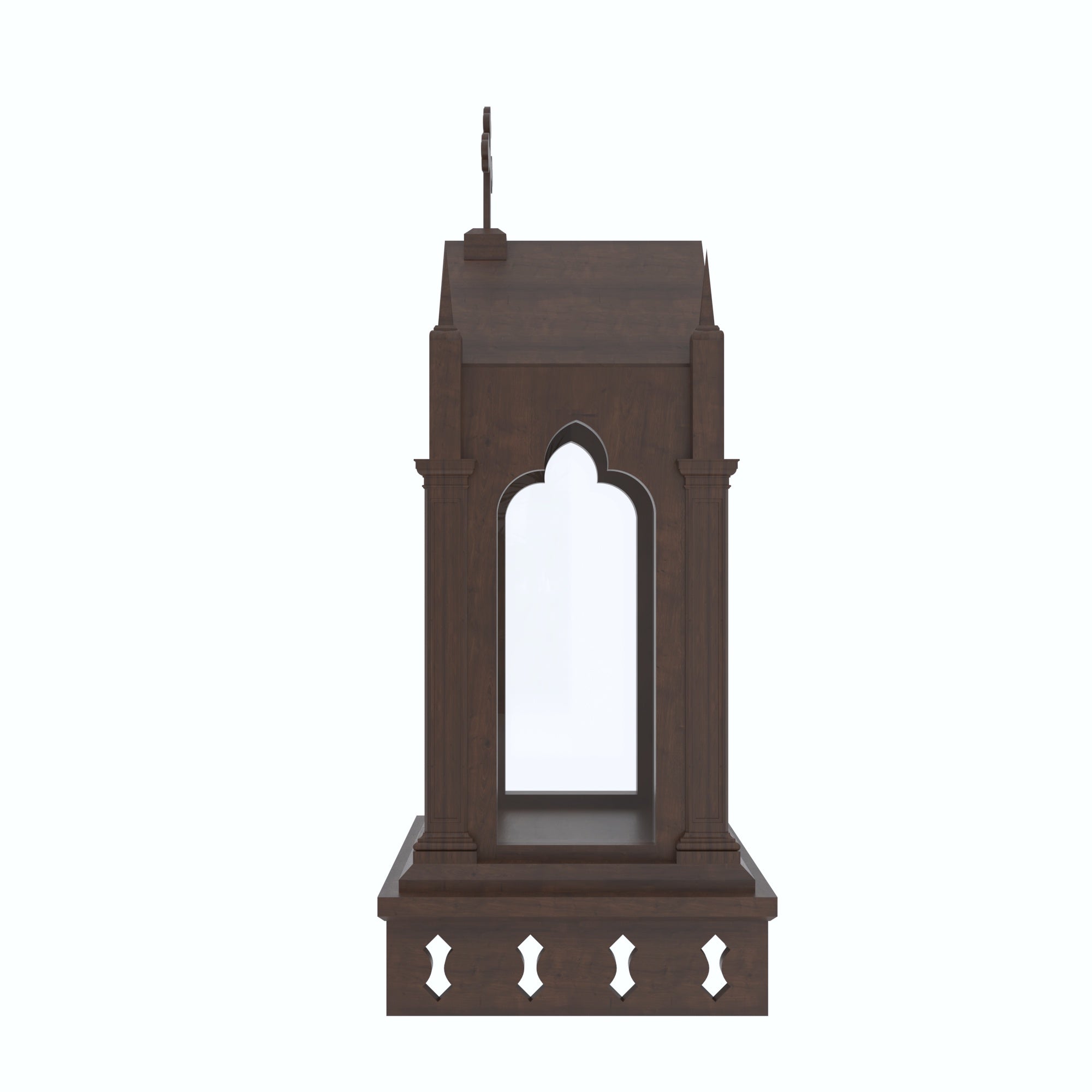 Handcrafted Gothic Cathedral Altar Tower with Cross & Spire Finials Altar
