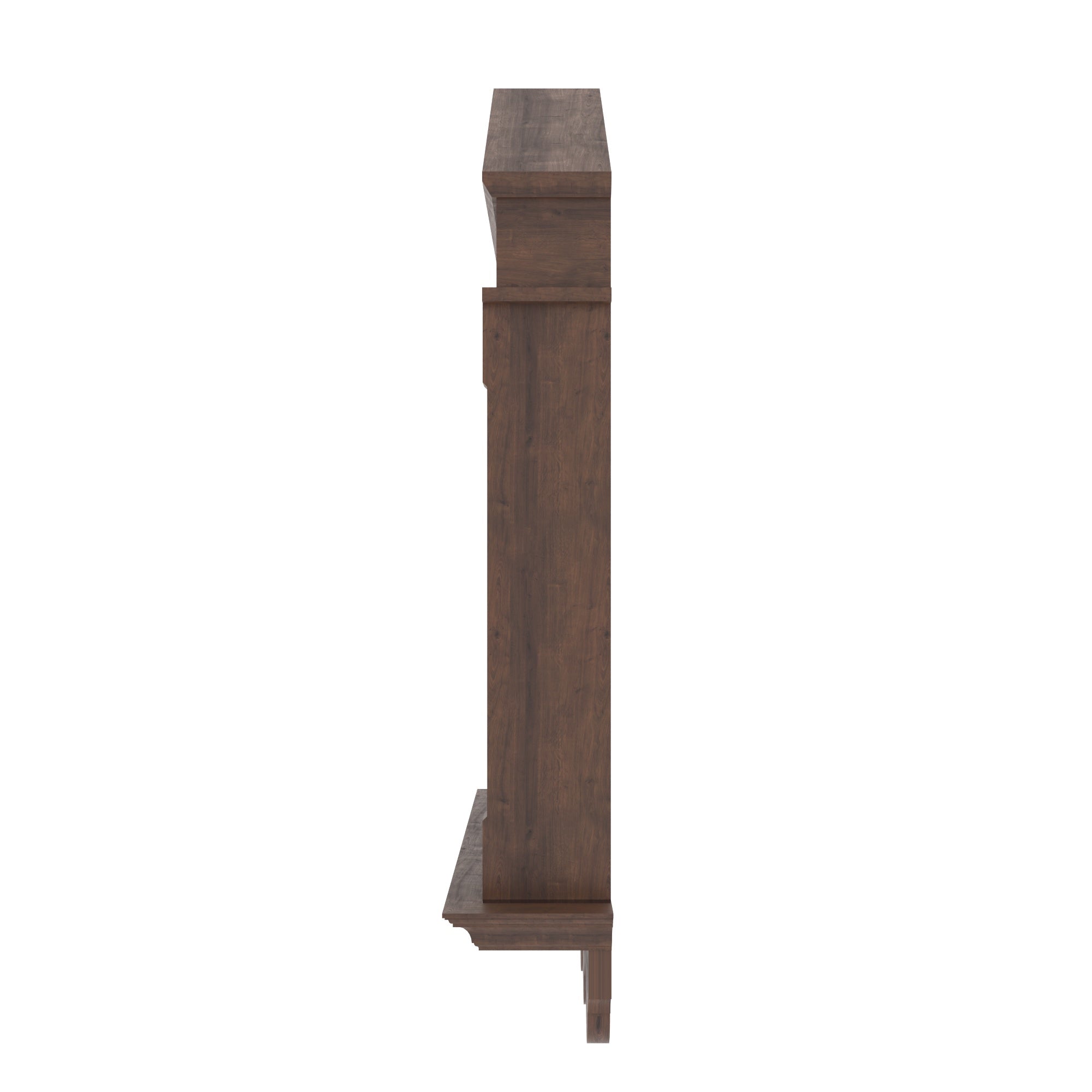 Wooden Wall-Mount Altar Cabinet with Gabled Pediment, Glass Door & Scalloped Shelf Altar