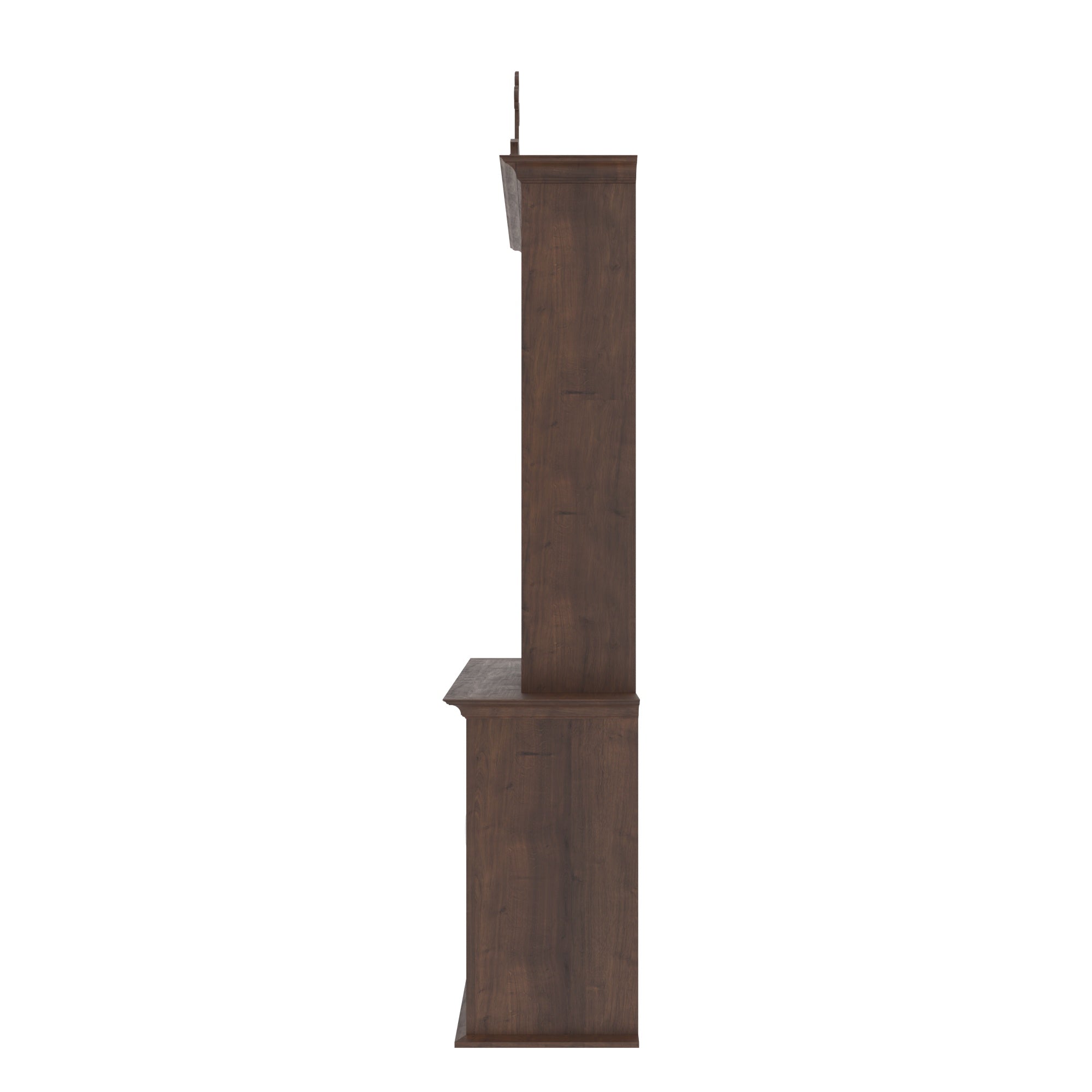 Wooden Freestanding Altar with Scrolled Pediment, Open Display Hutch & Storage Cabinet Altar