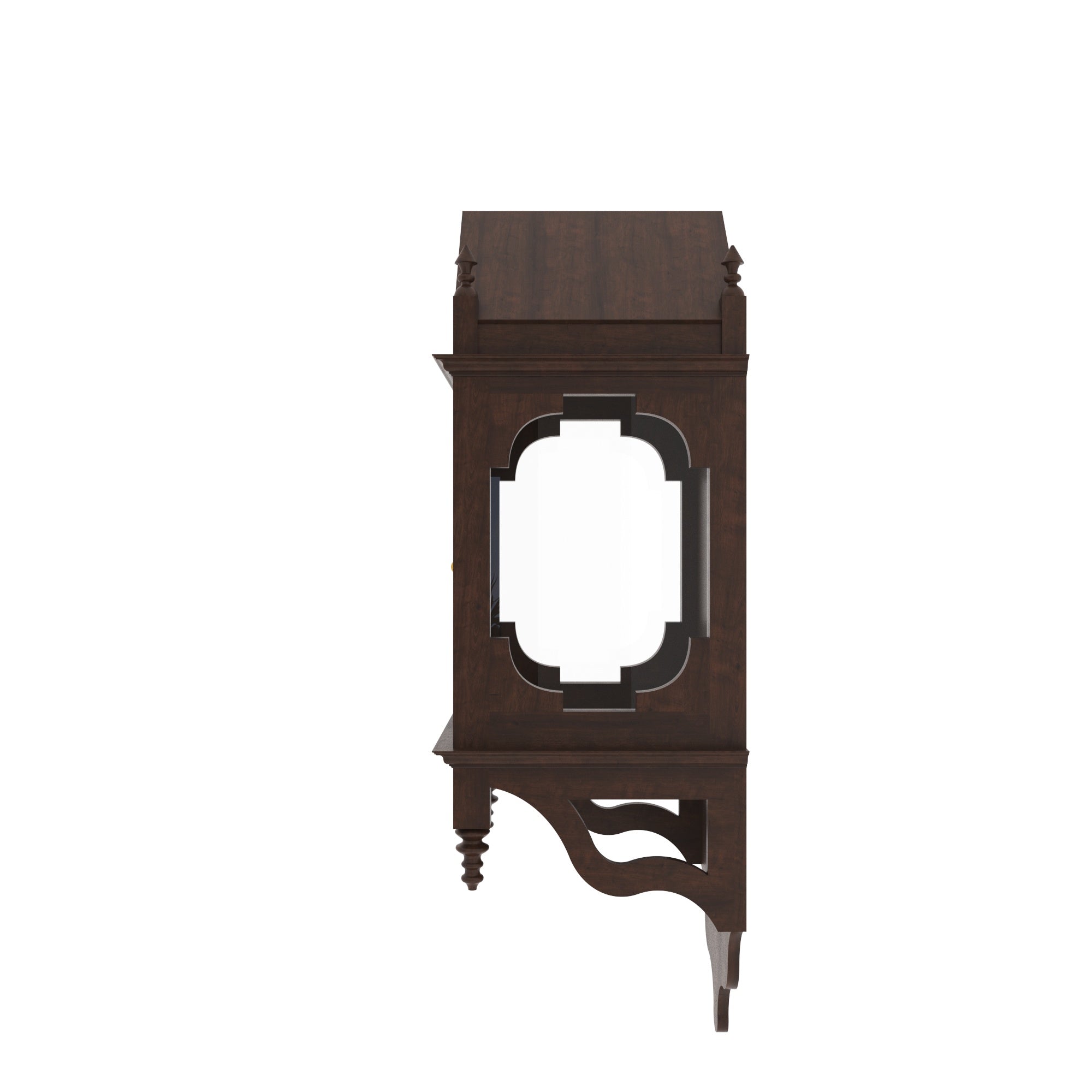 Handcrafted Gothic Wall-Mounted Altar Cabinet with Glass Panels & Cross Altar