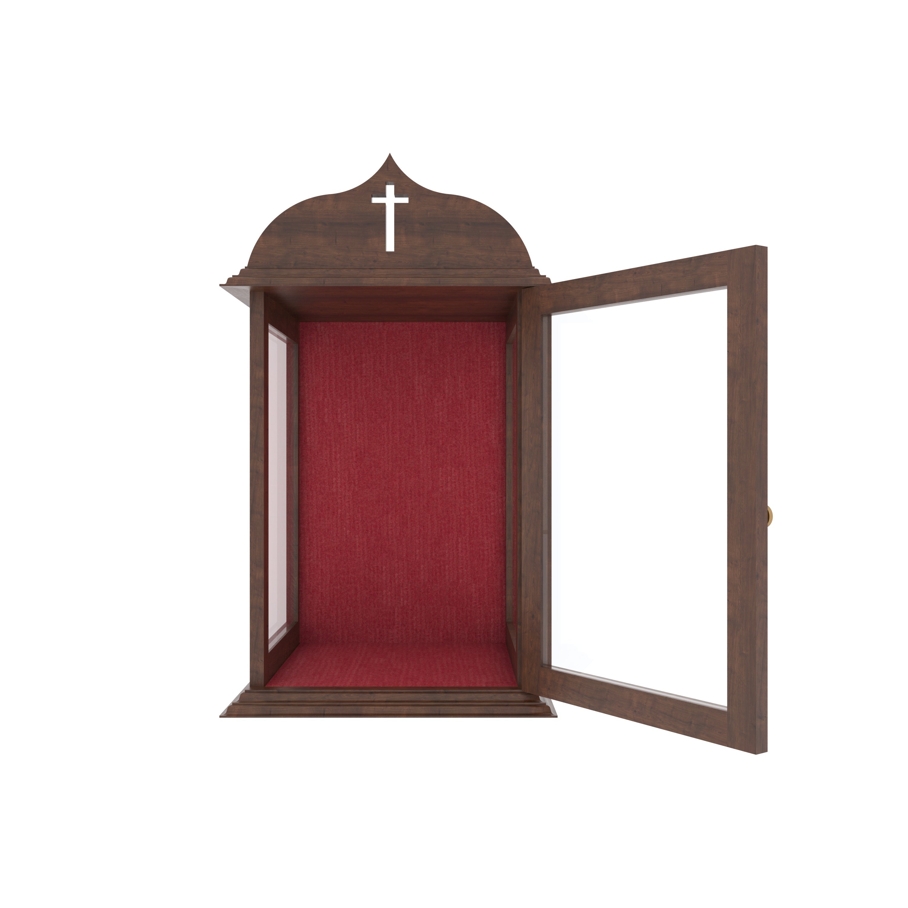 Handcrafted Wooden Chapel Altar Cabinet with Glass Door. Altar