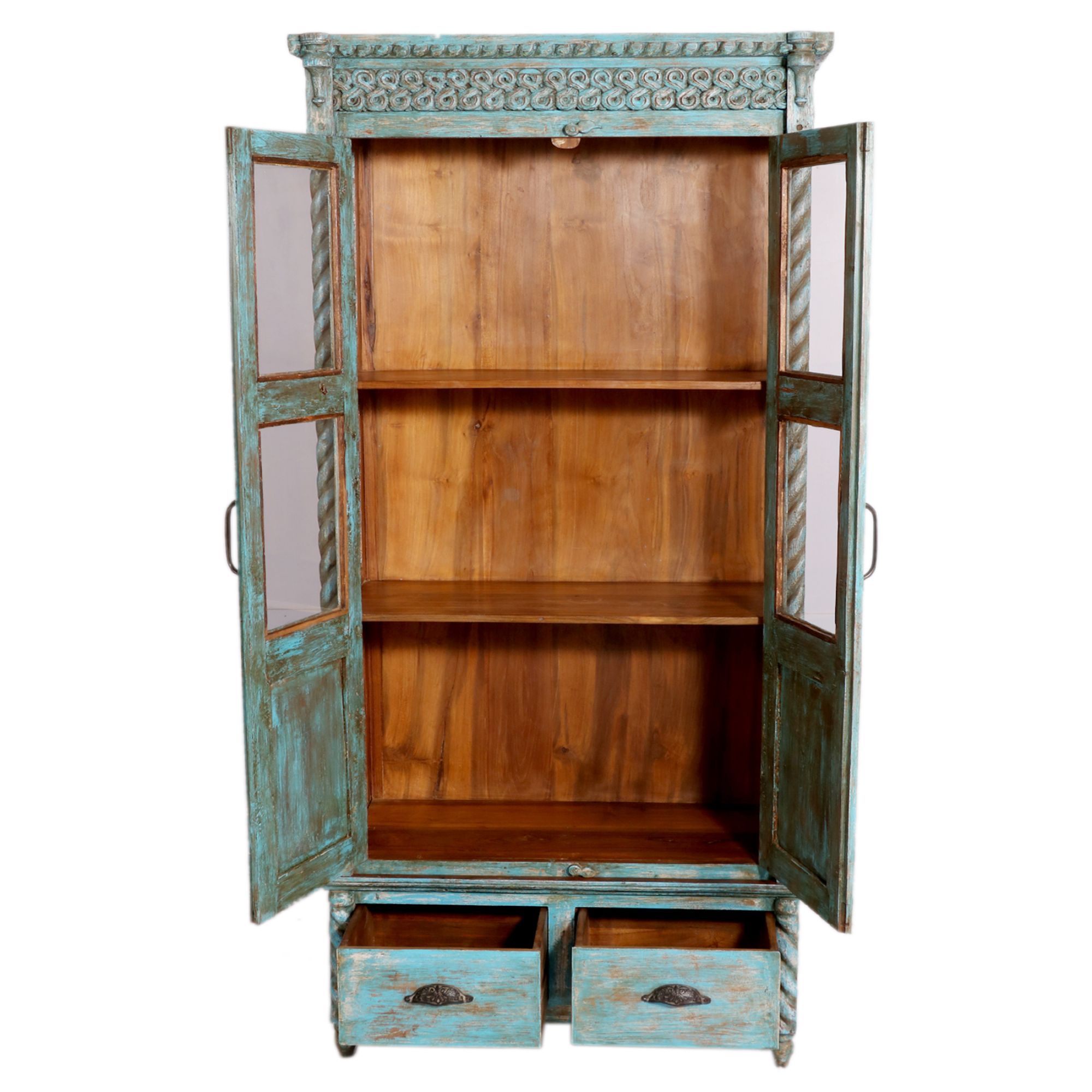 Antique Blue Finish Cabinet Wardrobe