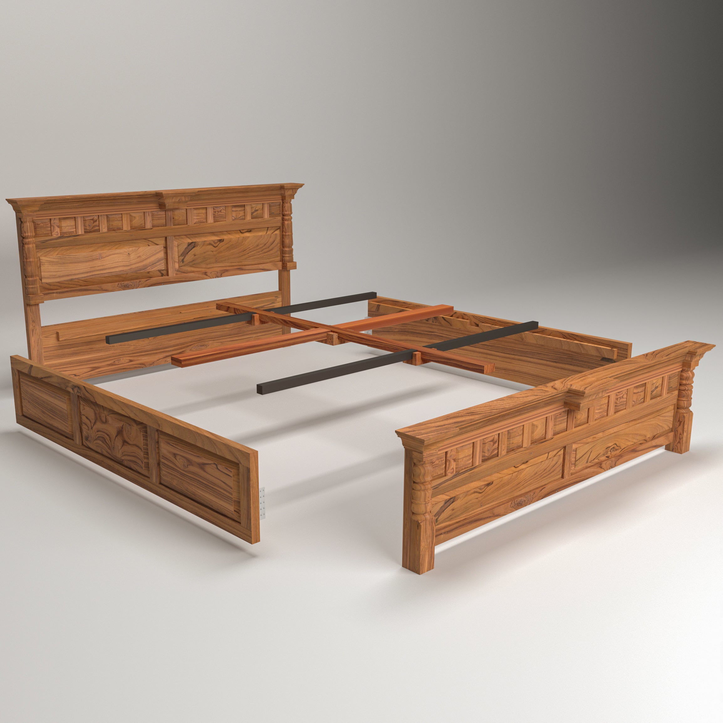 Brick concept wood storage bed Bed