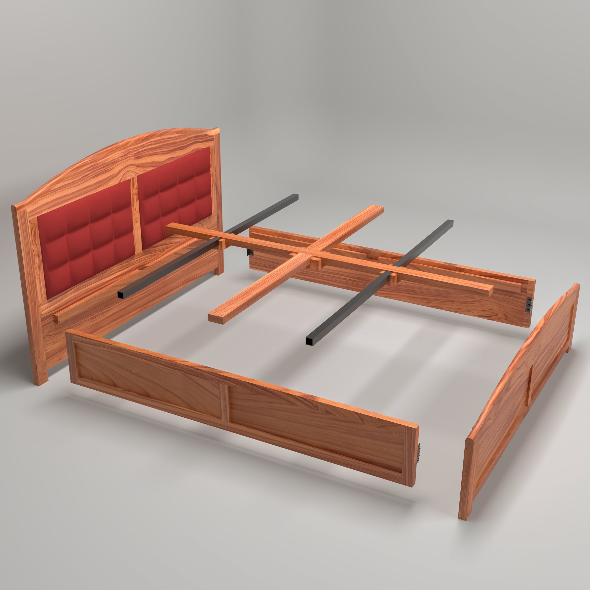 Wooden Classical Upholstered Bed (Teak Wood) Bed