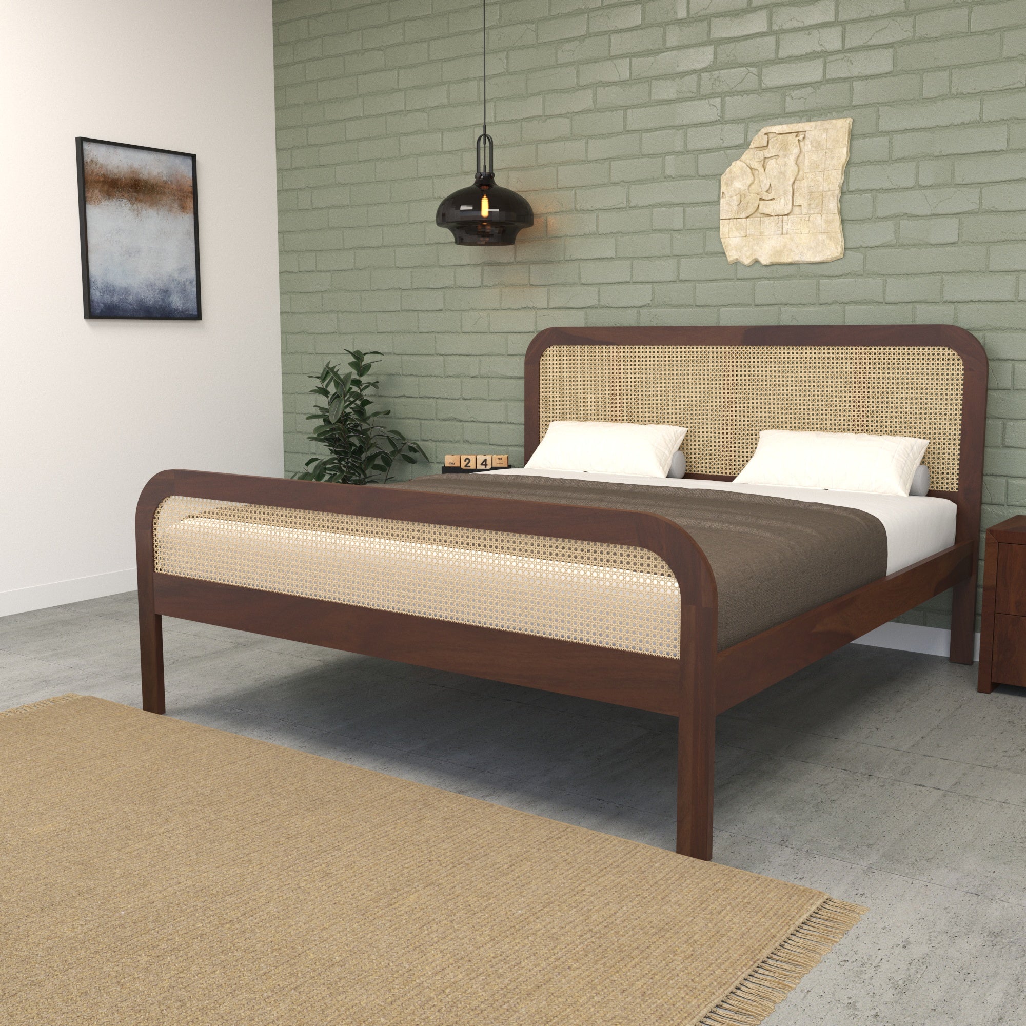 Rounded Cane Panel Bed with Soft Edges Bed
