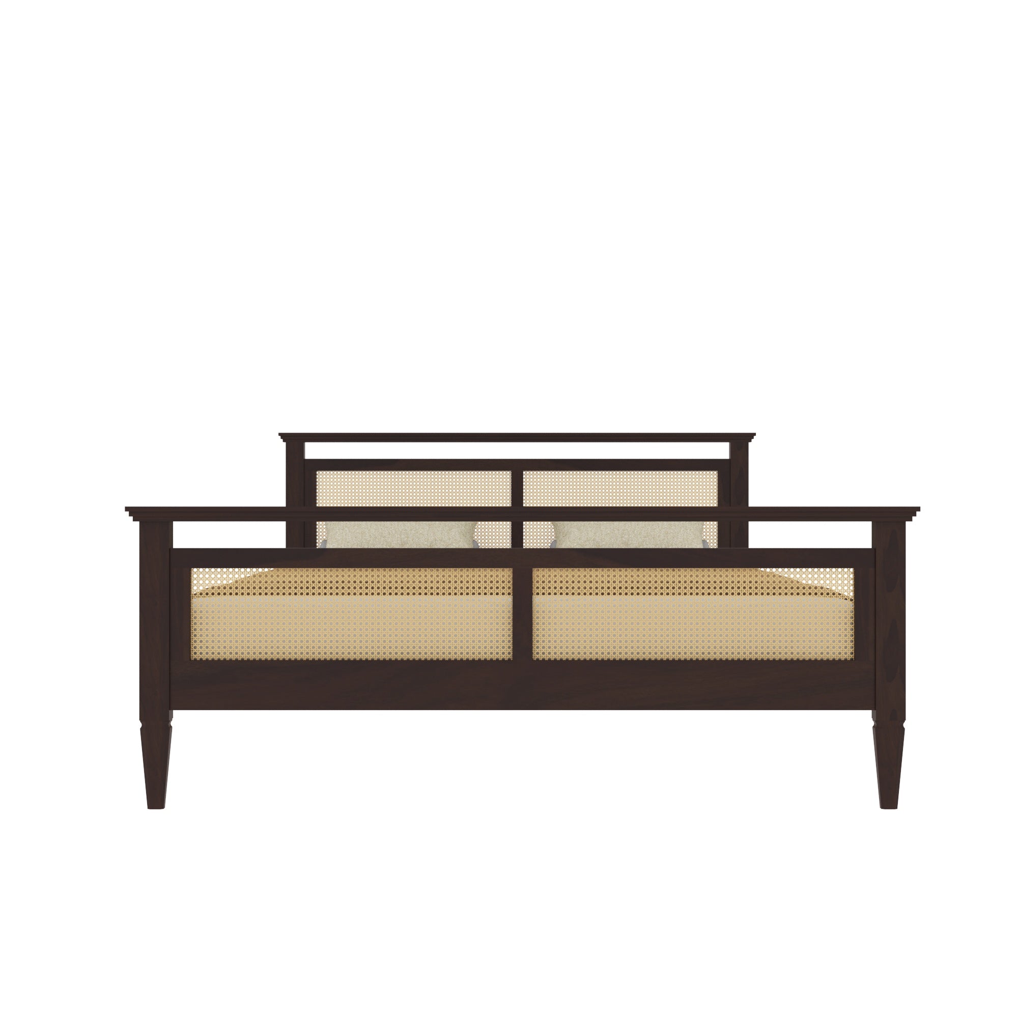 Dual Cane Panel Bed with Horizontal Top Rail Bed
