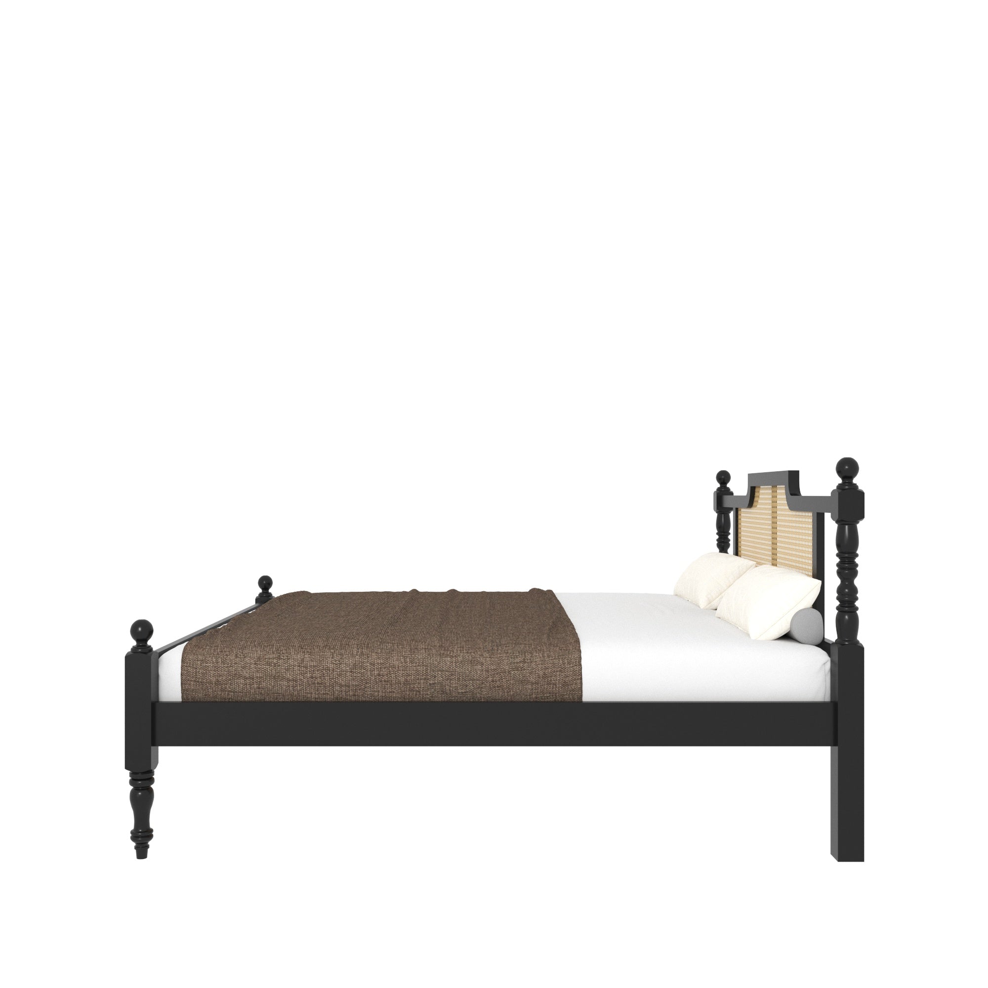 Heritage Bed with Ornate Posts & Curved Cane Headboard Bed