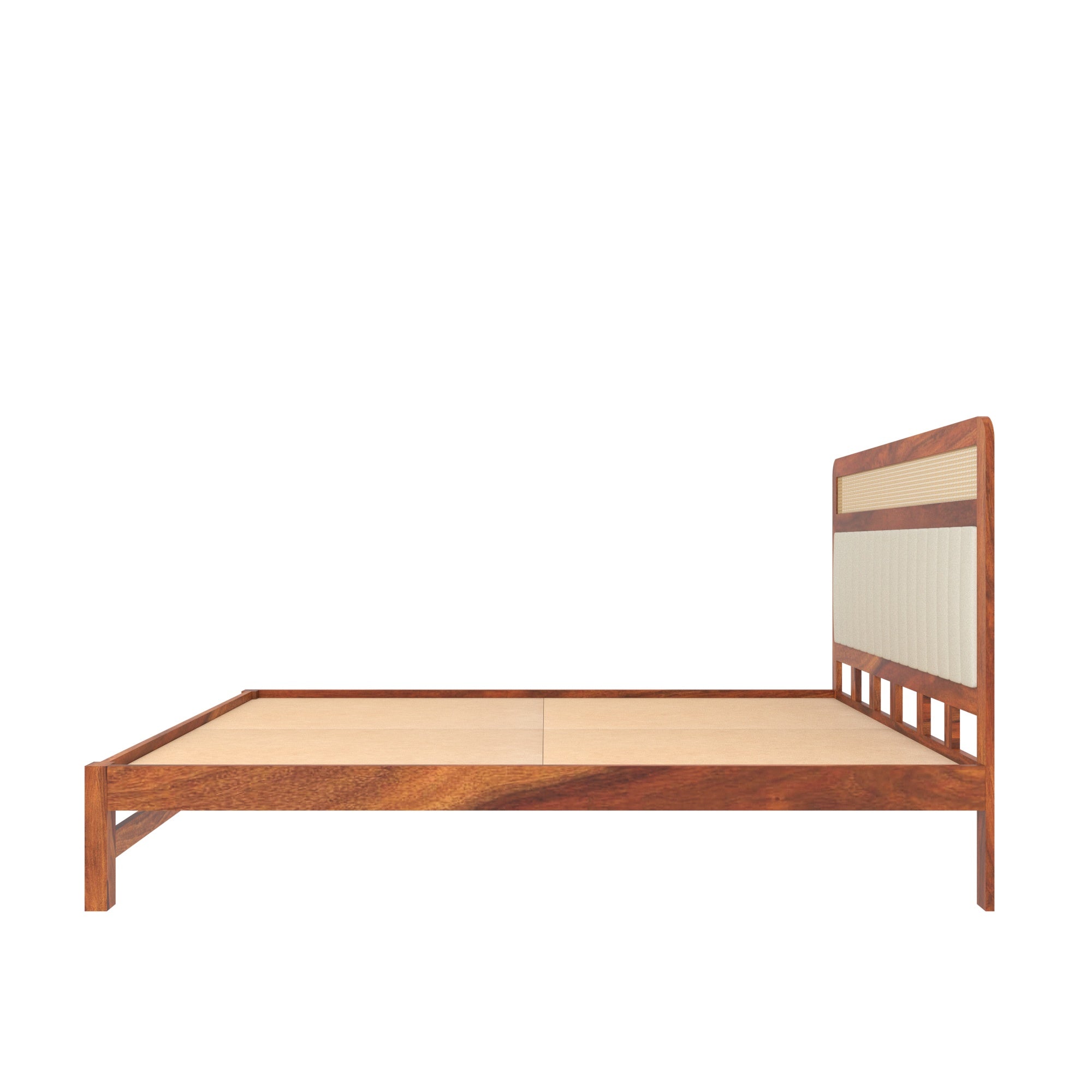 Upholstered & Cane Panel Bed with Modern Elegance Bed