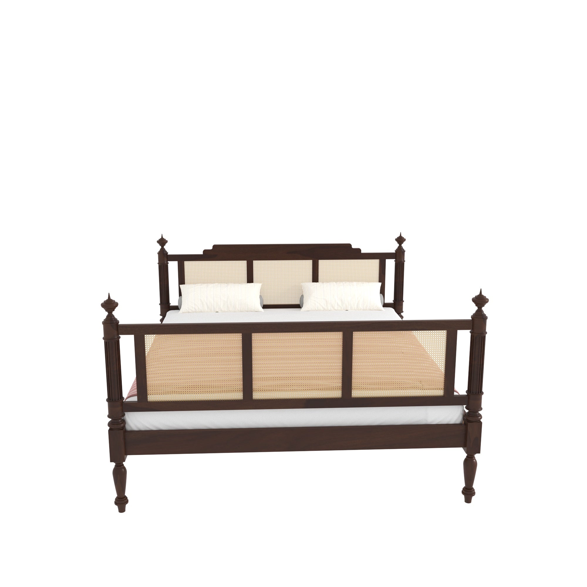 Heritage Cane Panel Bed with Ornate Posts Bed