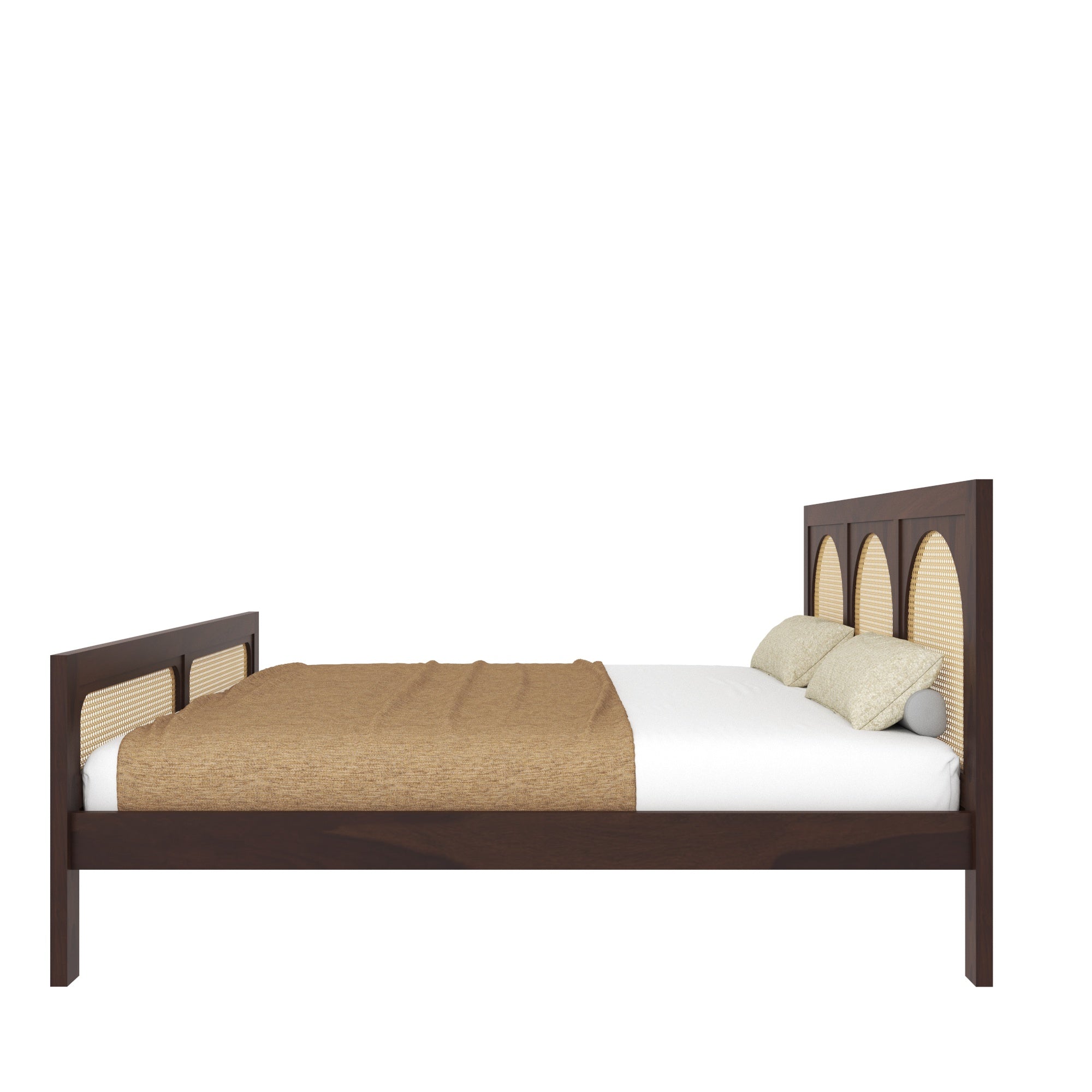 Triple-Arch Cane Panel Bed with Heritage Design Bed