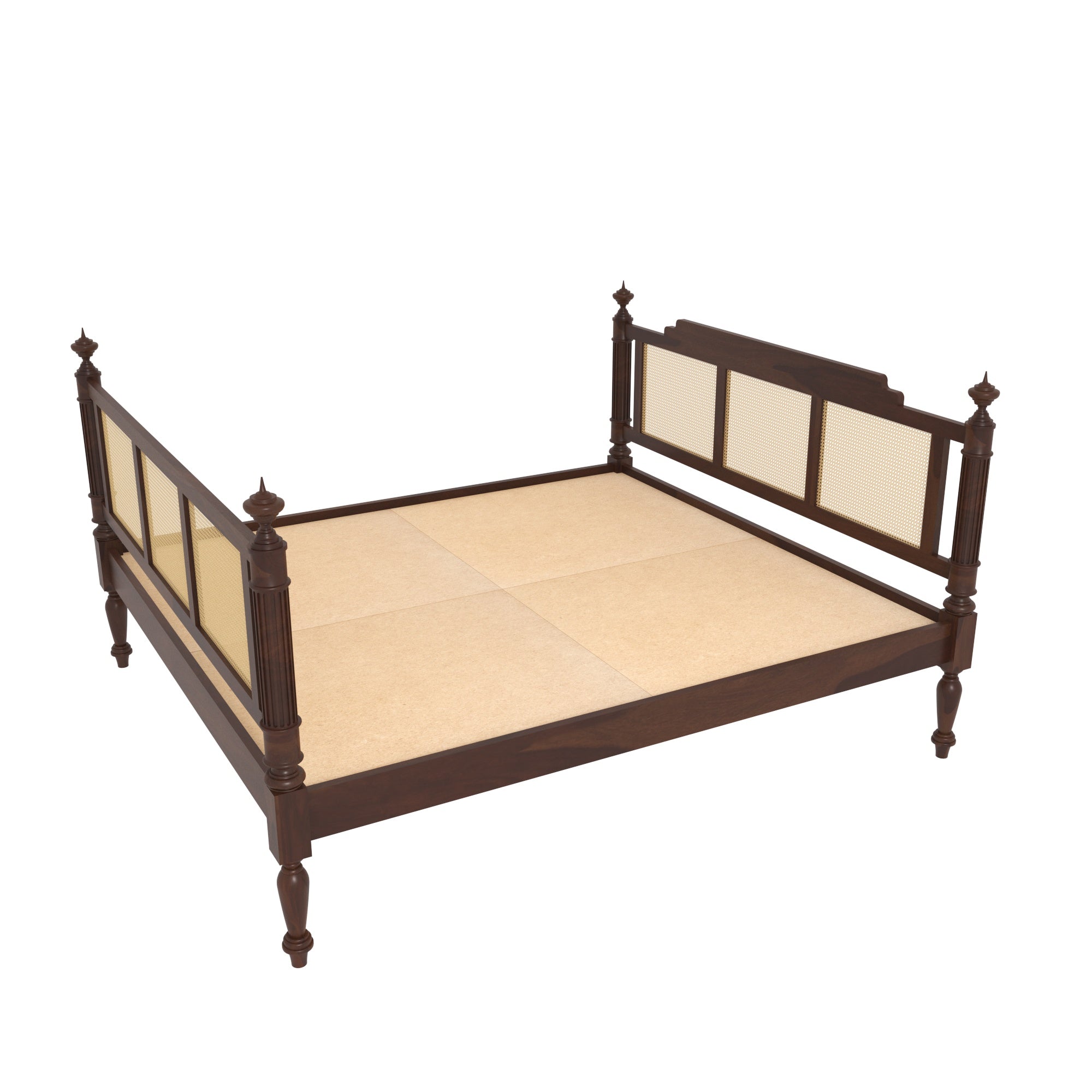 Heritage Cane Panel Bed with Ornate Posts Bed