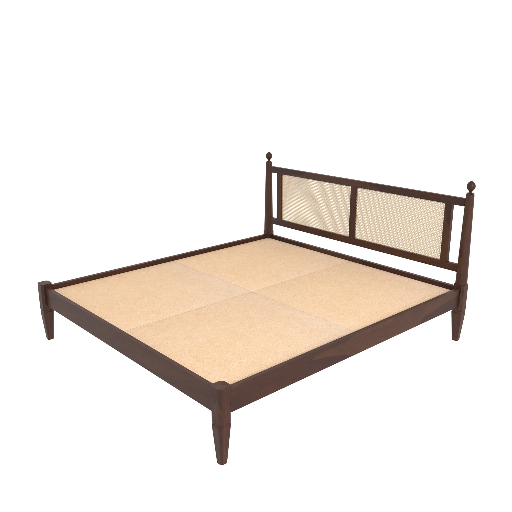Cane Panel Bed with Decorative Finials Bed