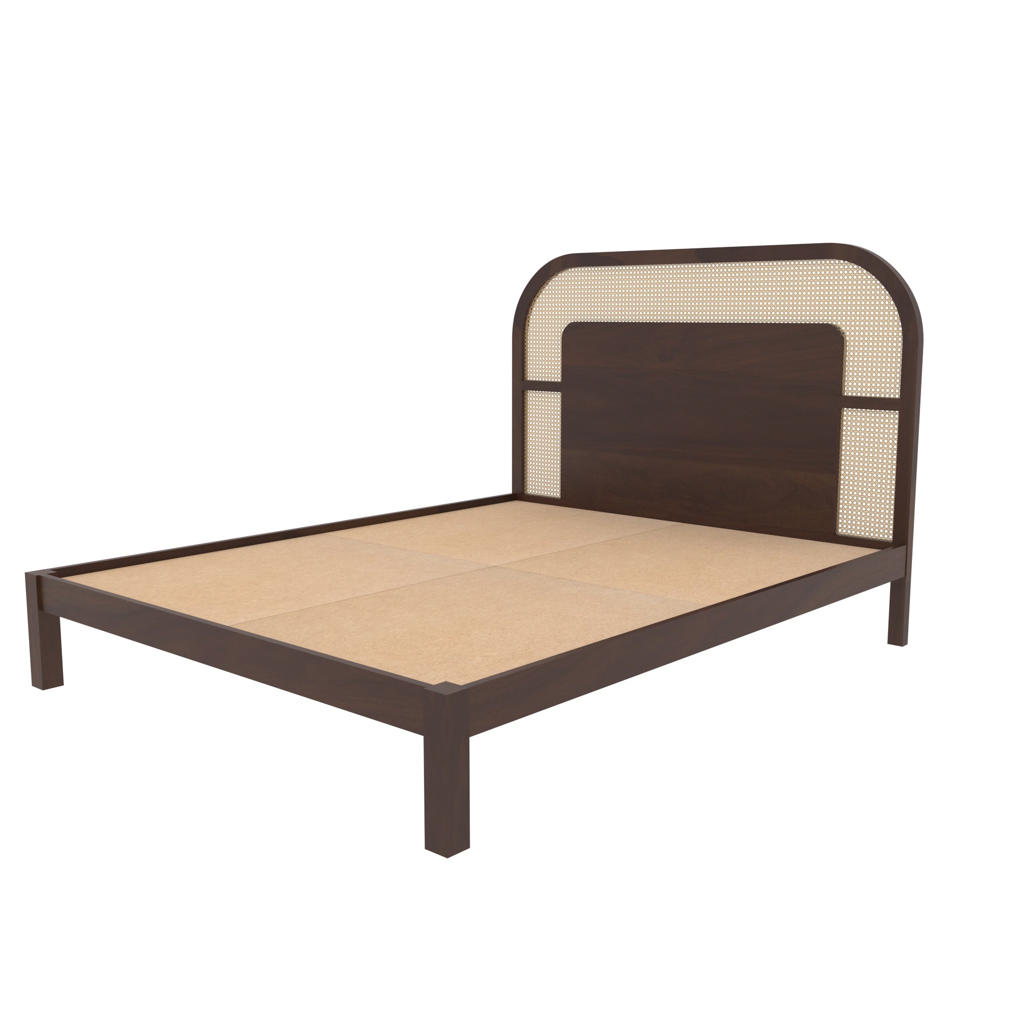 Rounded Cane Panel Bed with Contemporary Design Bed