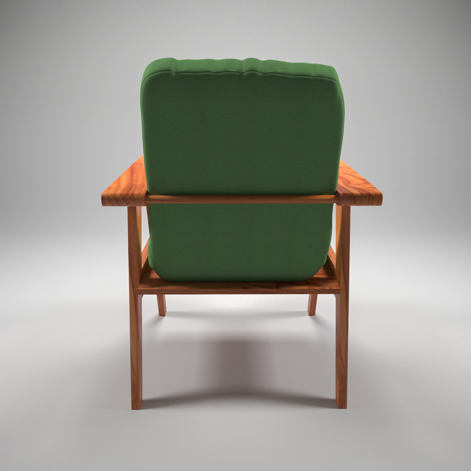 Green Upholstered Natural Teak Polish Arm Chair Arm Chair
