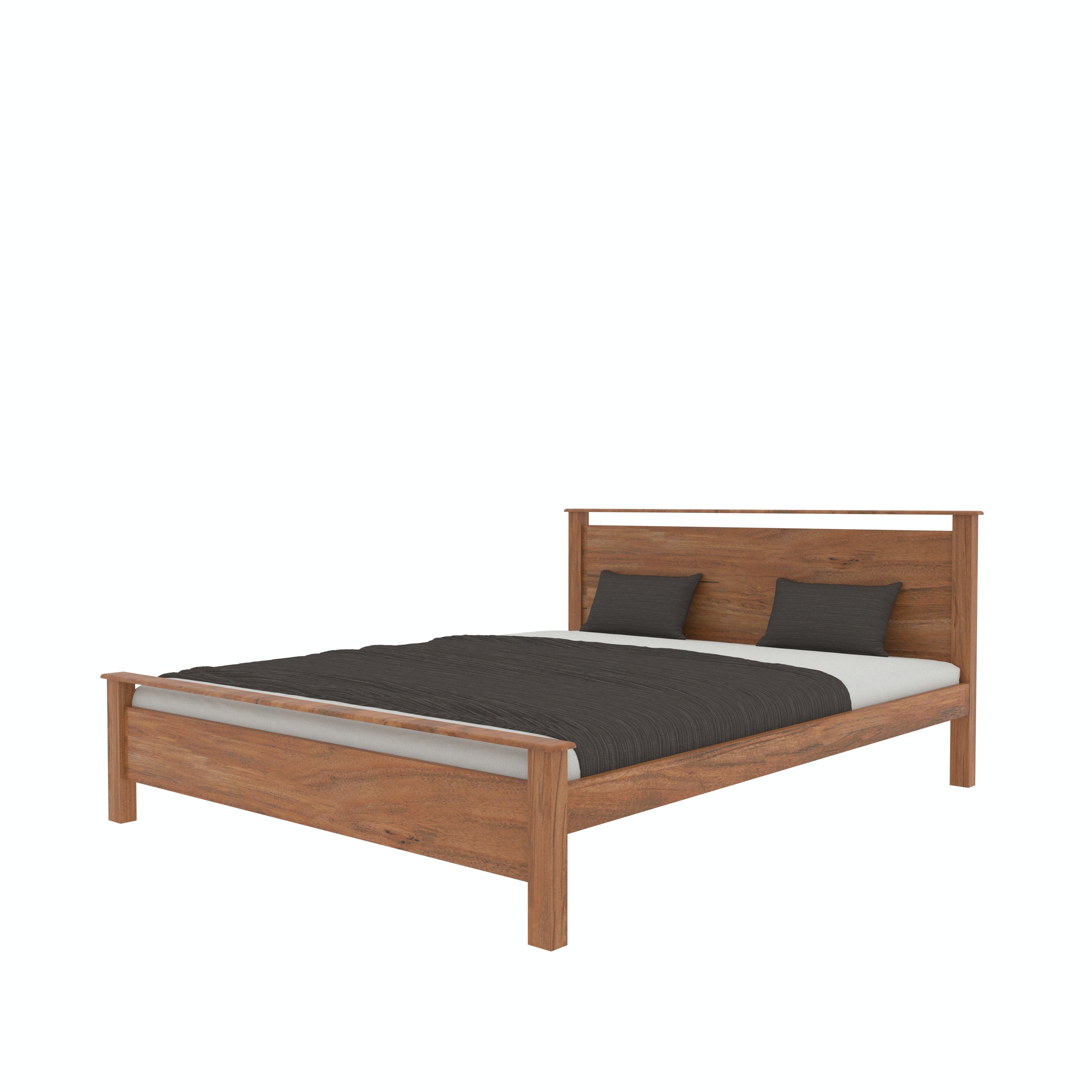 Modern Luxe Bedroom: Geometric Marble Accent & Wooden Platform Bed Bed