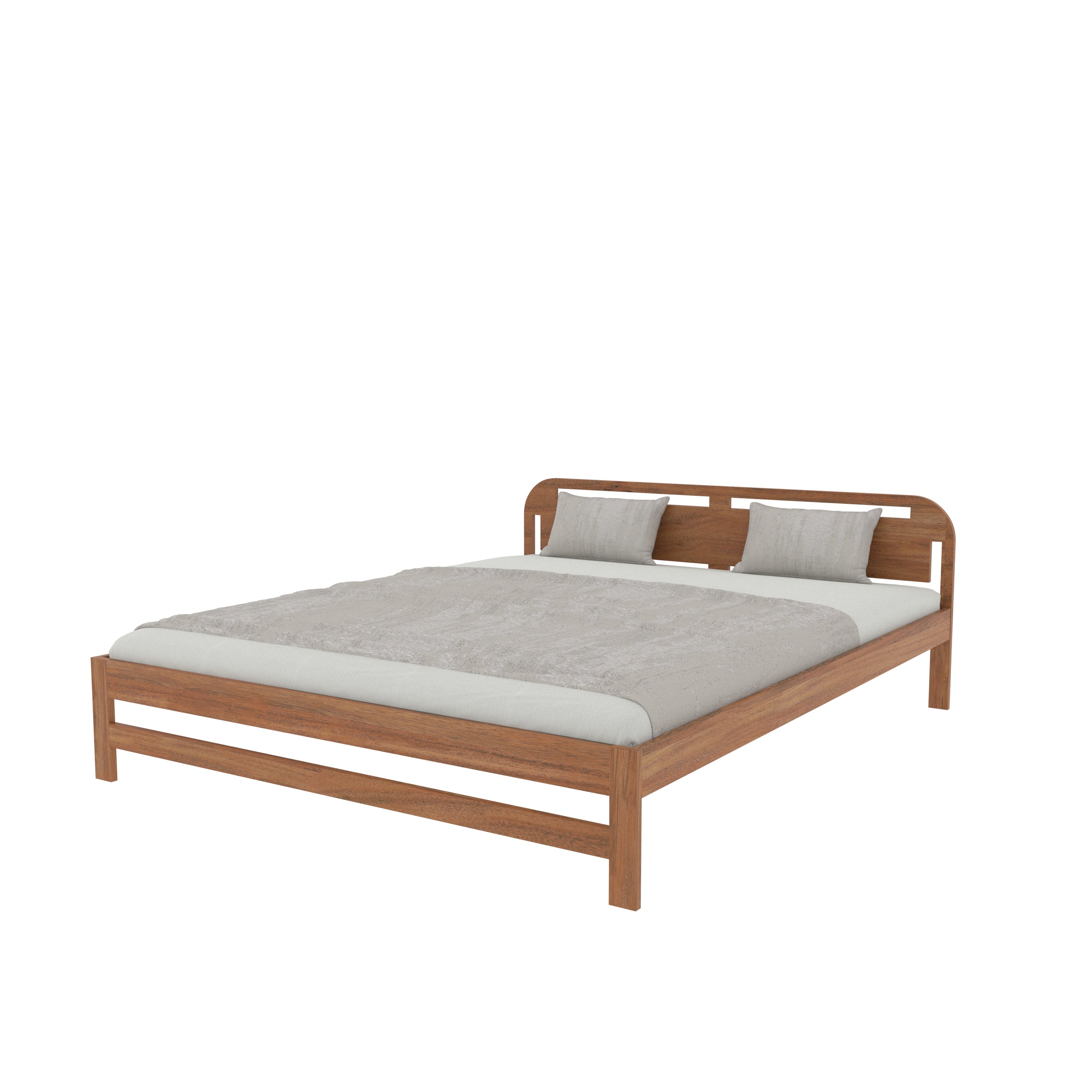 Modern Marble Accent Bedroom with Wooden Platform Bed Bed