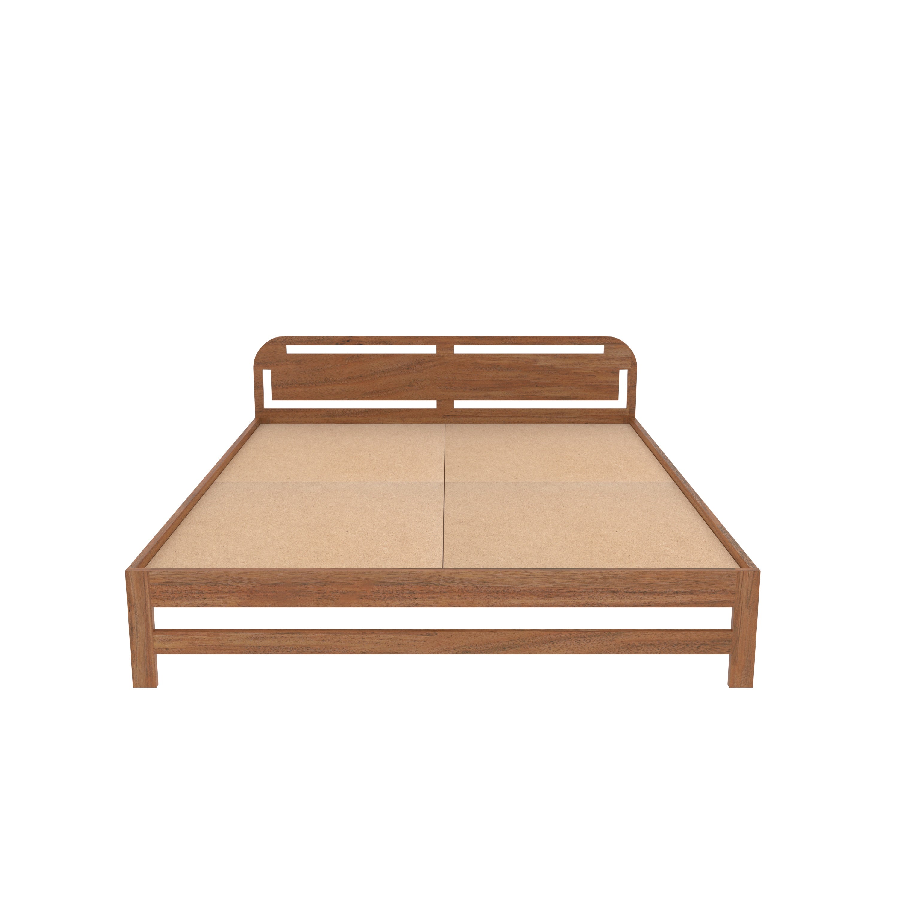 Modern Marble Accent Bedroom with Wooden Platform Bed Bed