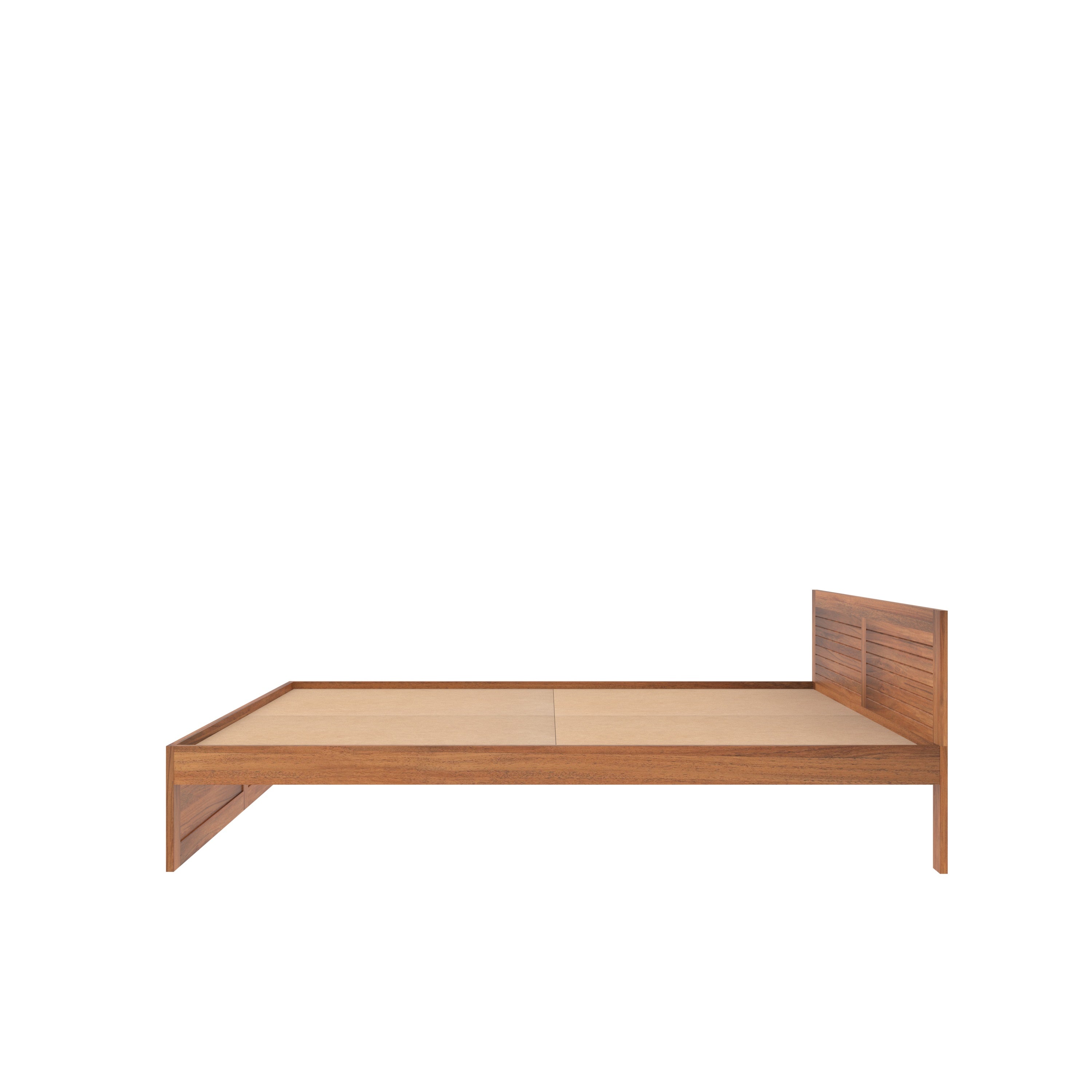 Contemporary Wooden Double Bed with Headboard – Isolated View bed