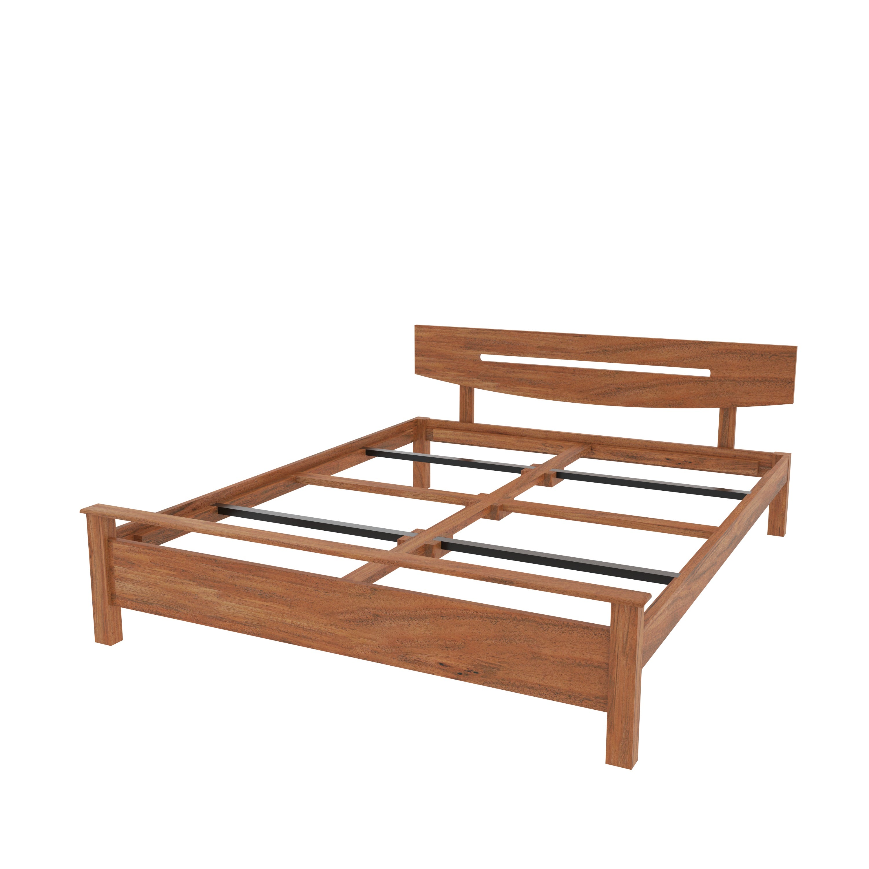 Contemporary Rustic Bedroom: Wood Slat Accent & Mustard Bedding bed