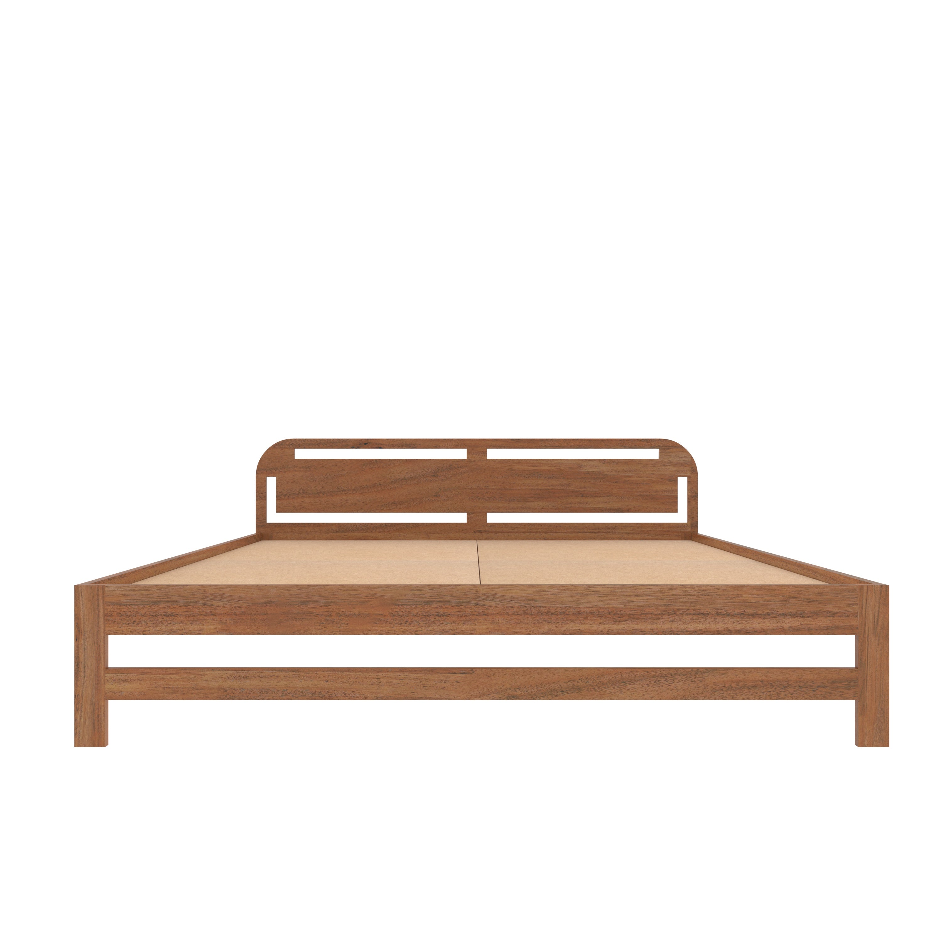 Modern Marble Accent Bedroom with Wooden Platform Bed Bed