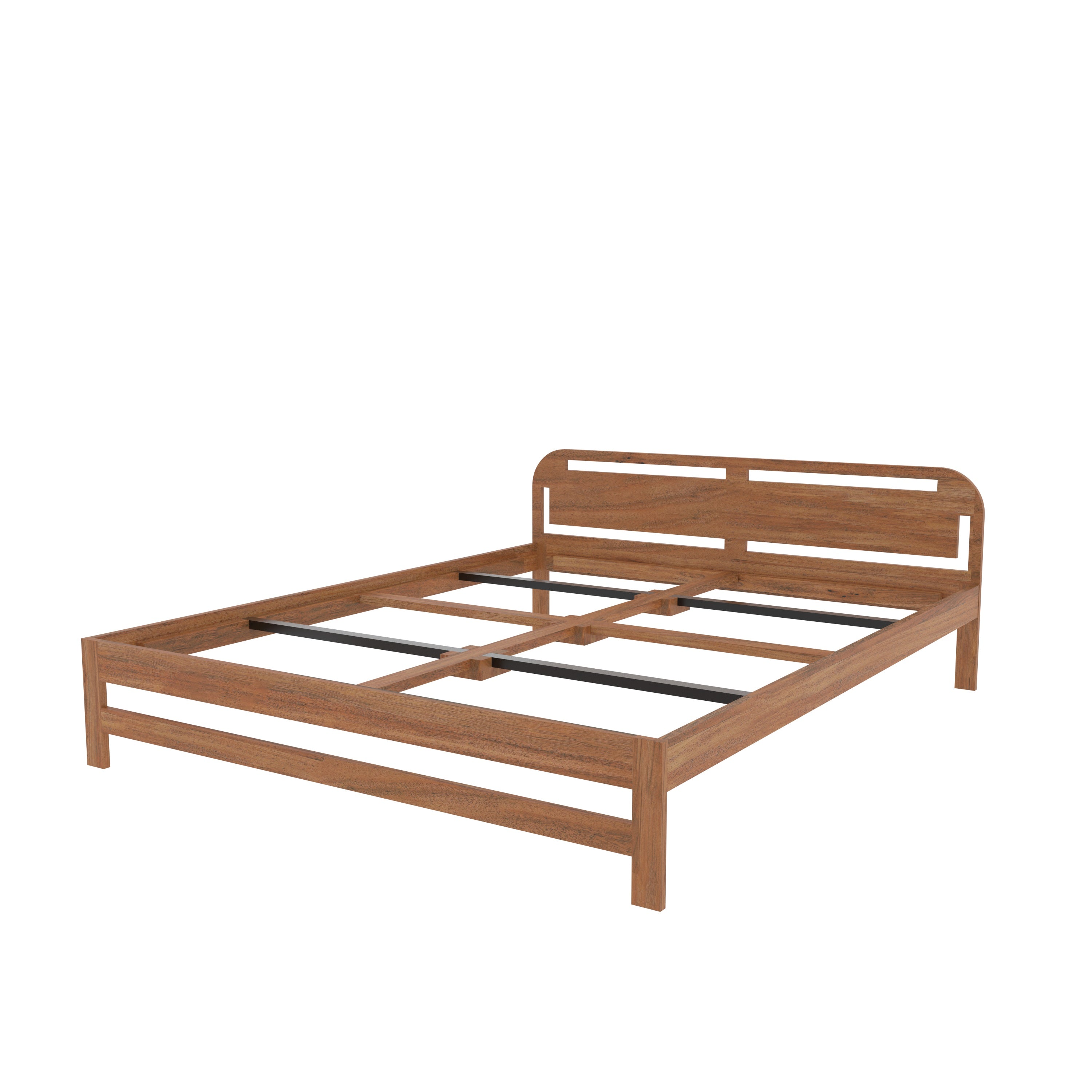 Modern Marble Accent Bedroom with Wooden Platform Bed Bed
