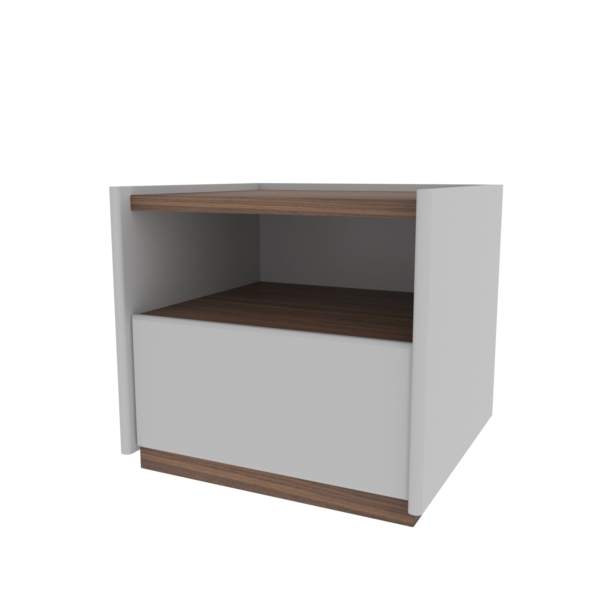 Modern Bedside Table with Open Shelf and Drawer Bedside
