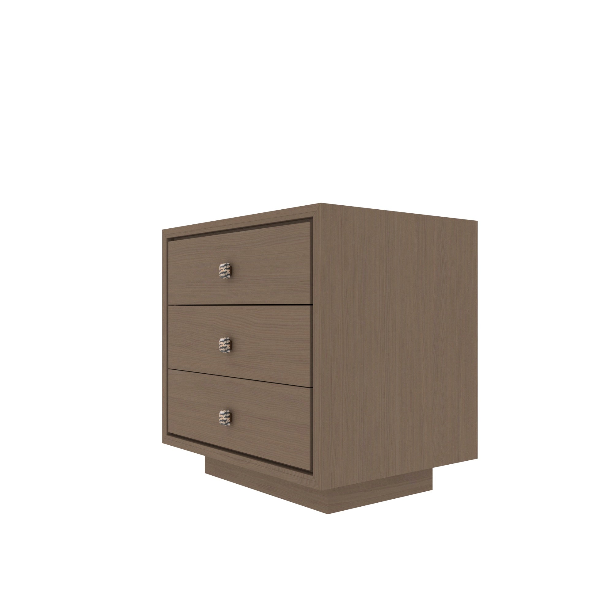 Elegant Wooden Bedside Table with 3 Drawers and Metallic Knobs Bedside