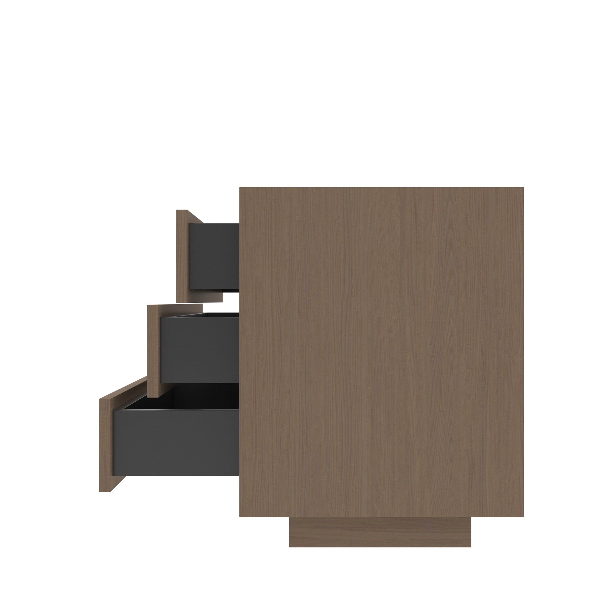 Elegant Wooden Bedside Table with 3 Drawers and Metallic Knobs Bedside