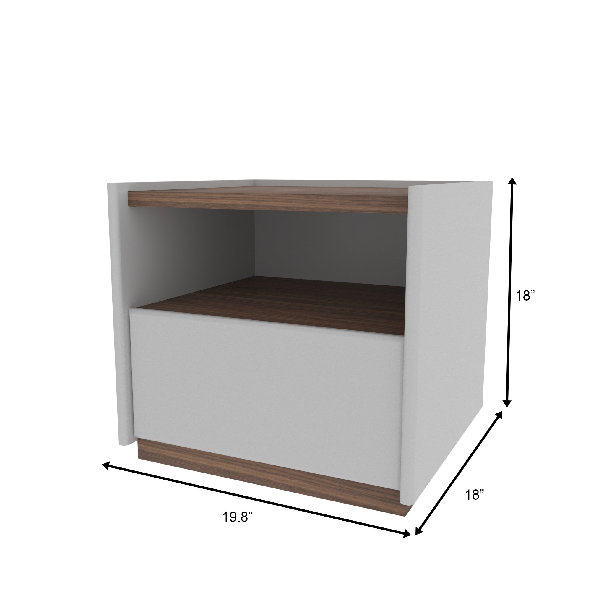Modern Bedside Table with Open Shelf and Drawer Bedside