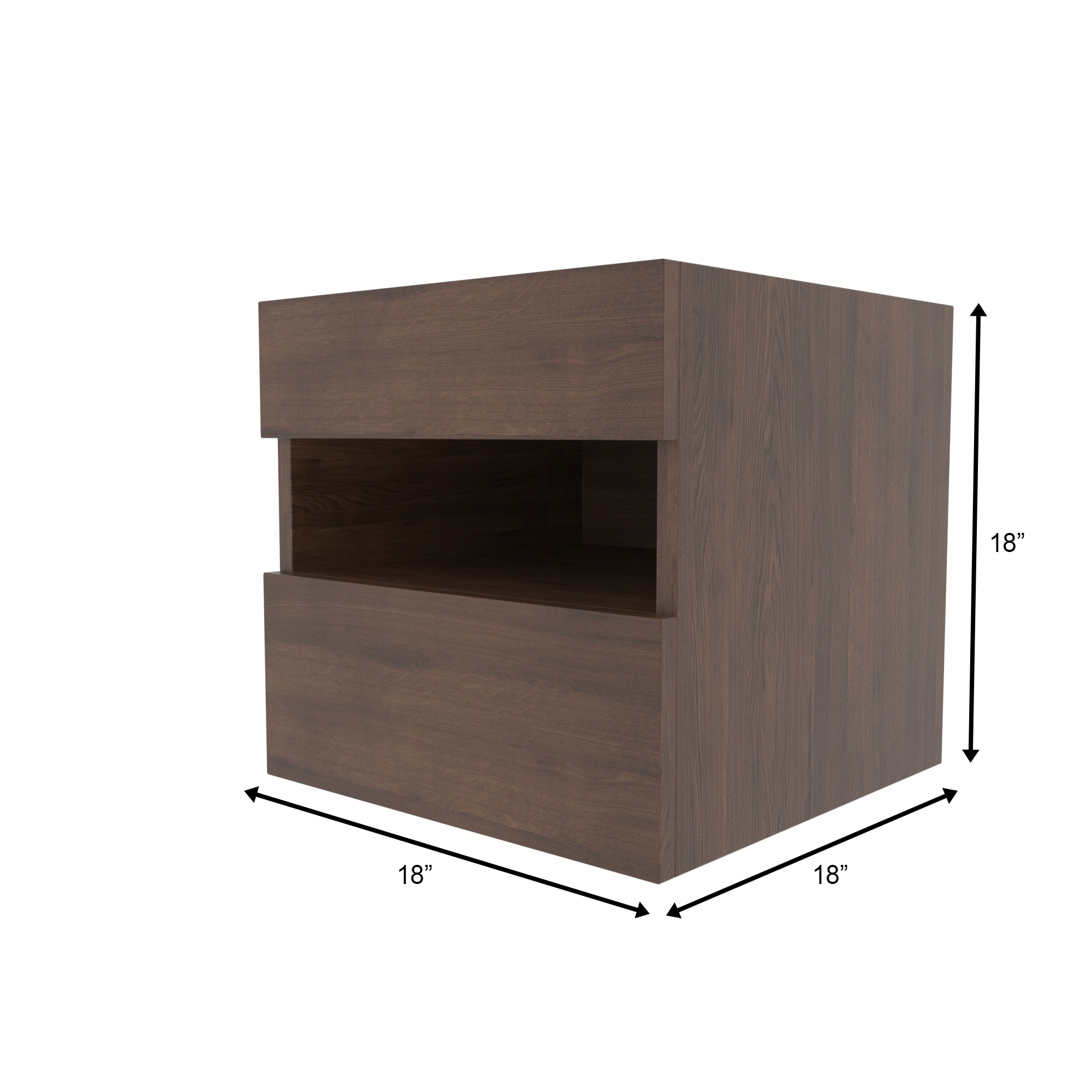 Modern Walnut-Finish Bedside Table with Open Storage Bedside