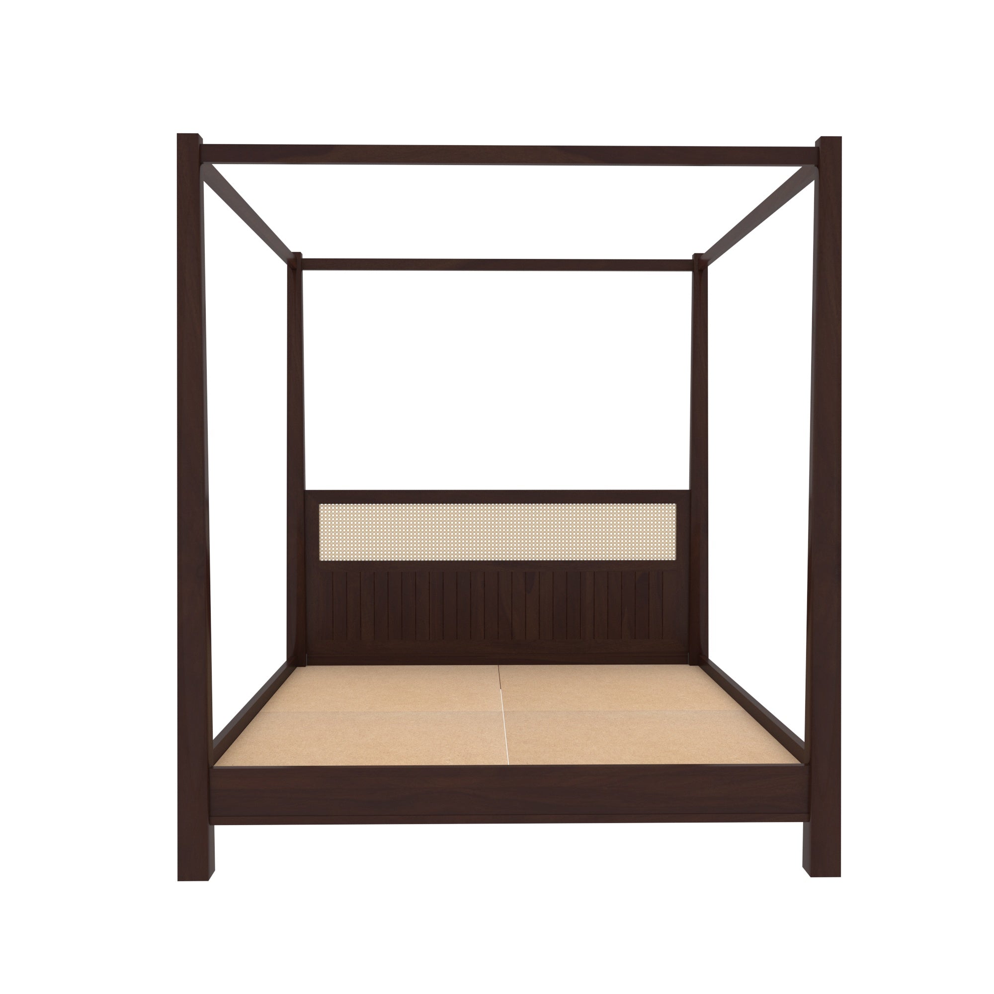 Four-Poster Canopy Bed with Cane Panel Headboard Bed