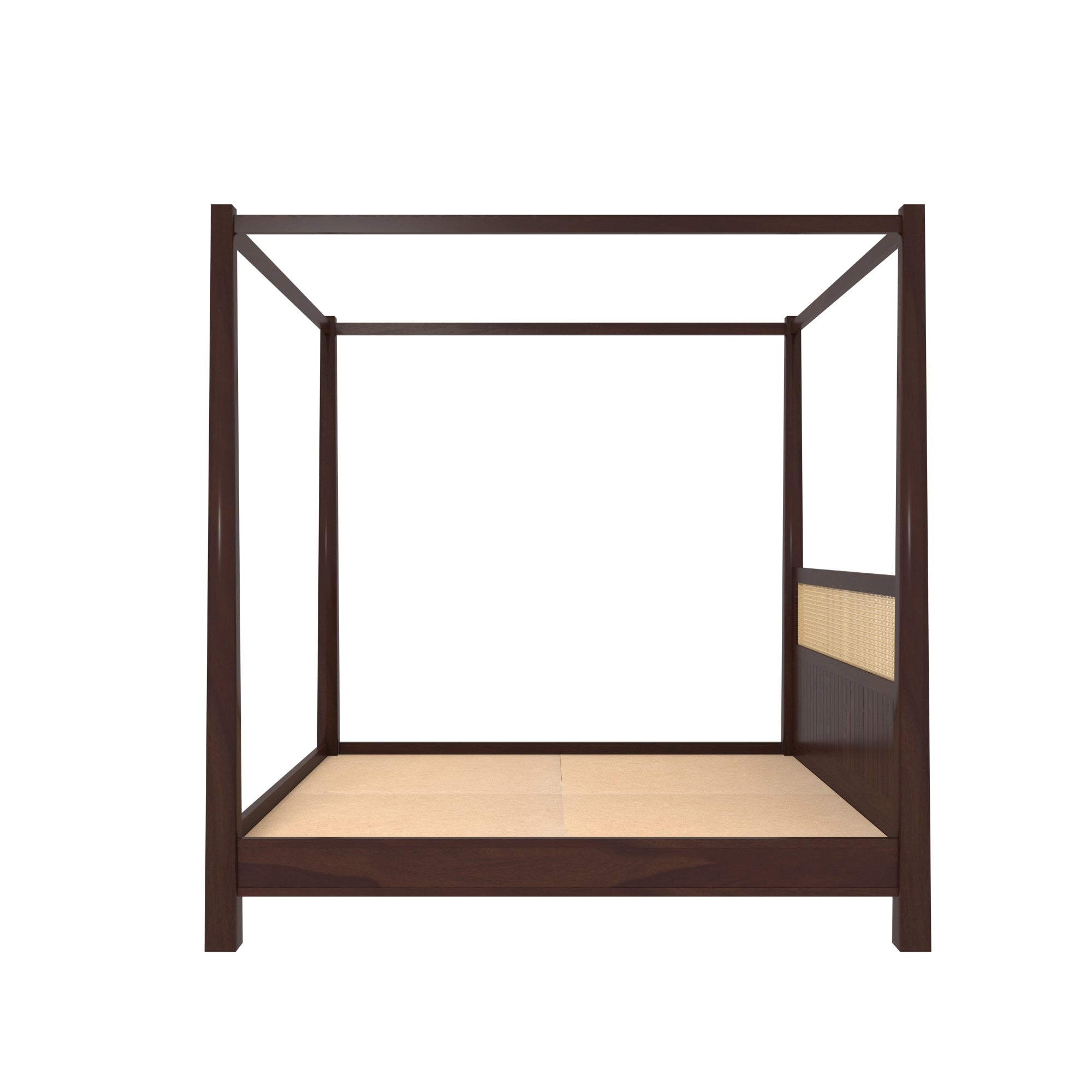 Four-Poster Canopy Bed with Cane Panel Headboard Bed