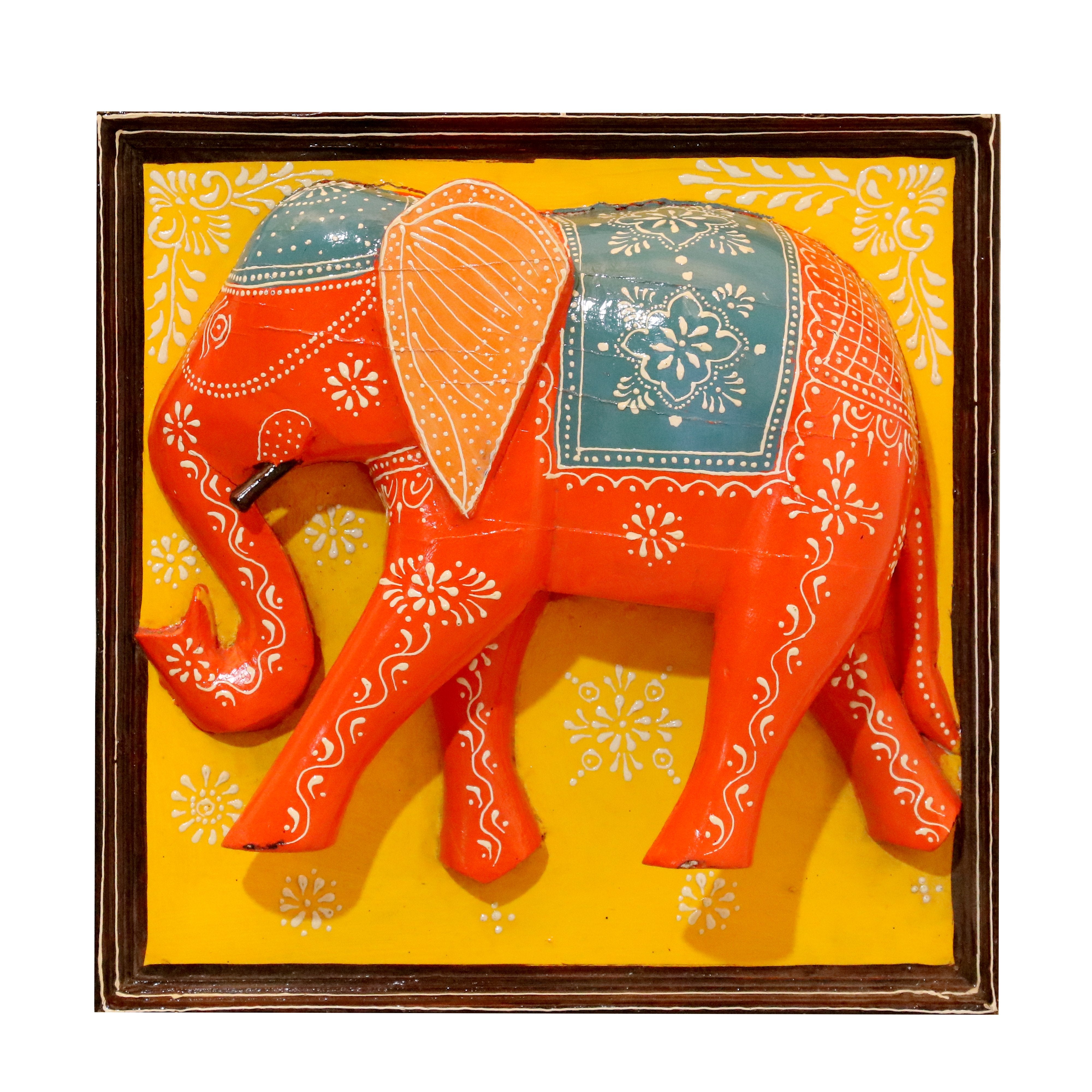 Elegant Wooden Elephant Frame Wall Decor