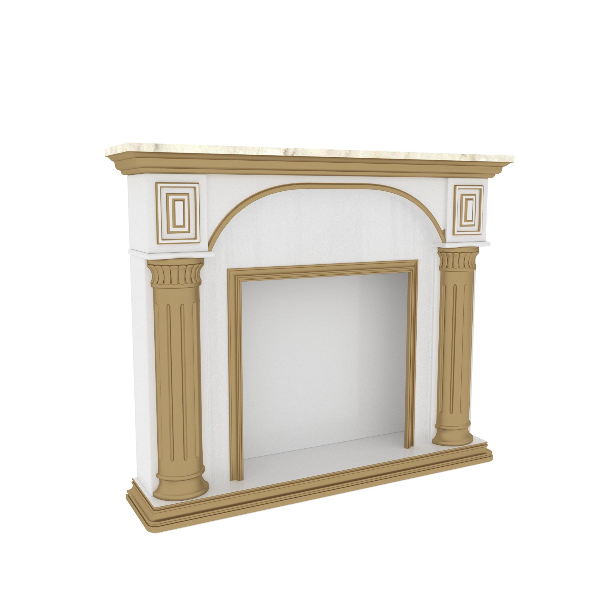 Elegant White Fireplace Mantel with Gold Trim - 47" Traditional Fire Surround Fire Mantel