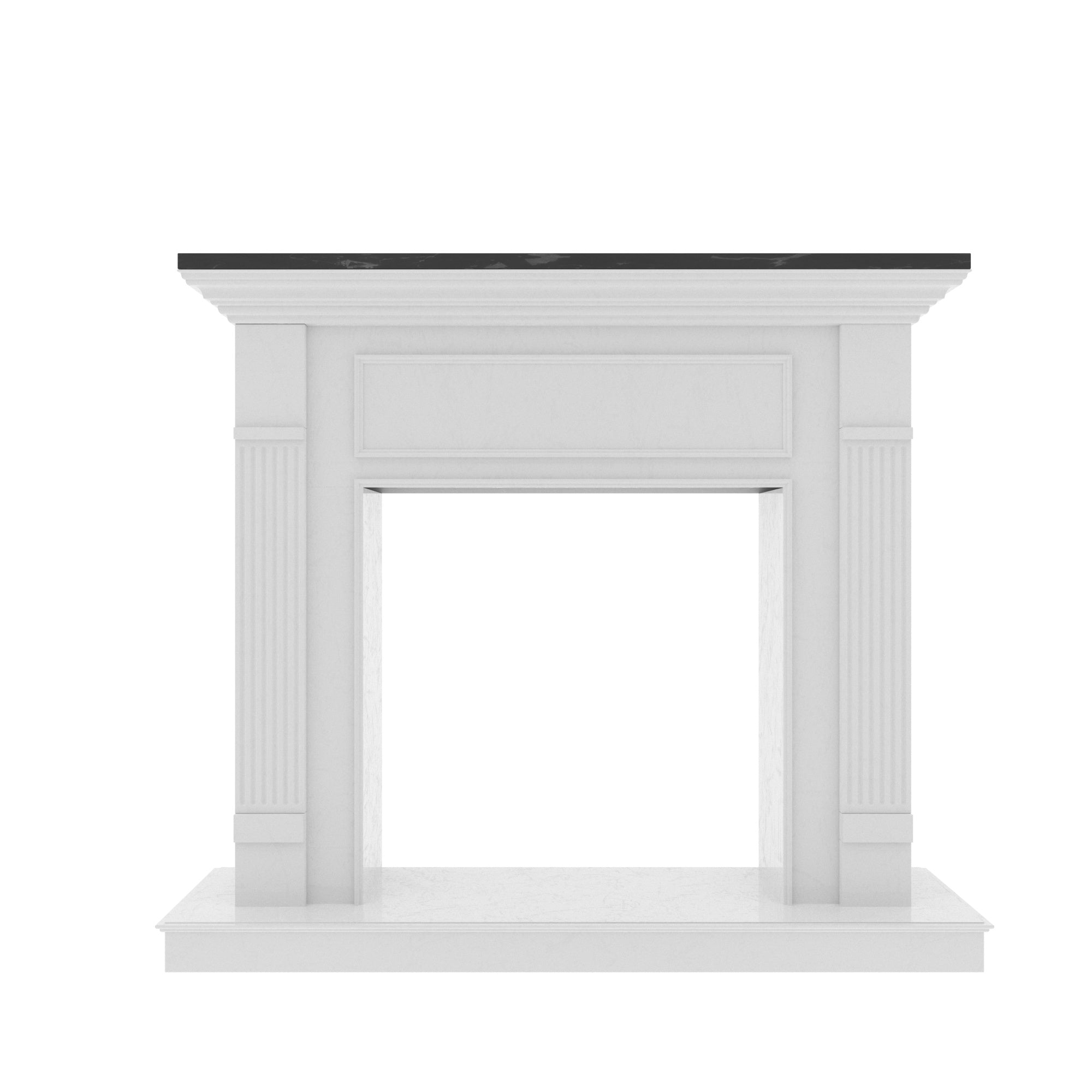 Traditional White Fireplace Mantel - 56" Classic Fluted Column Fire Surround Fire Mantel