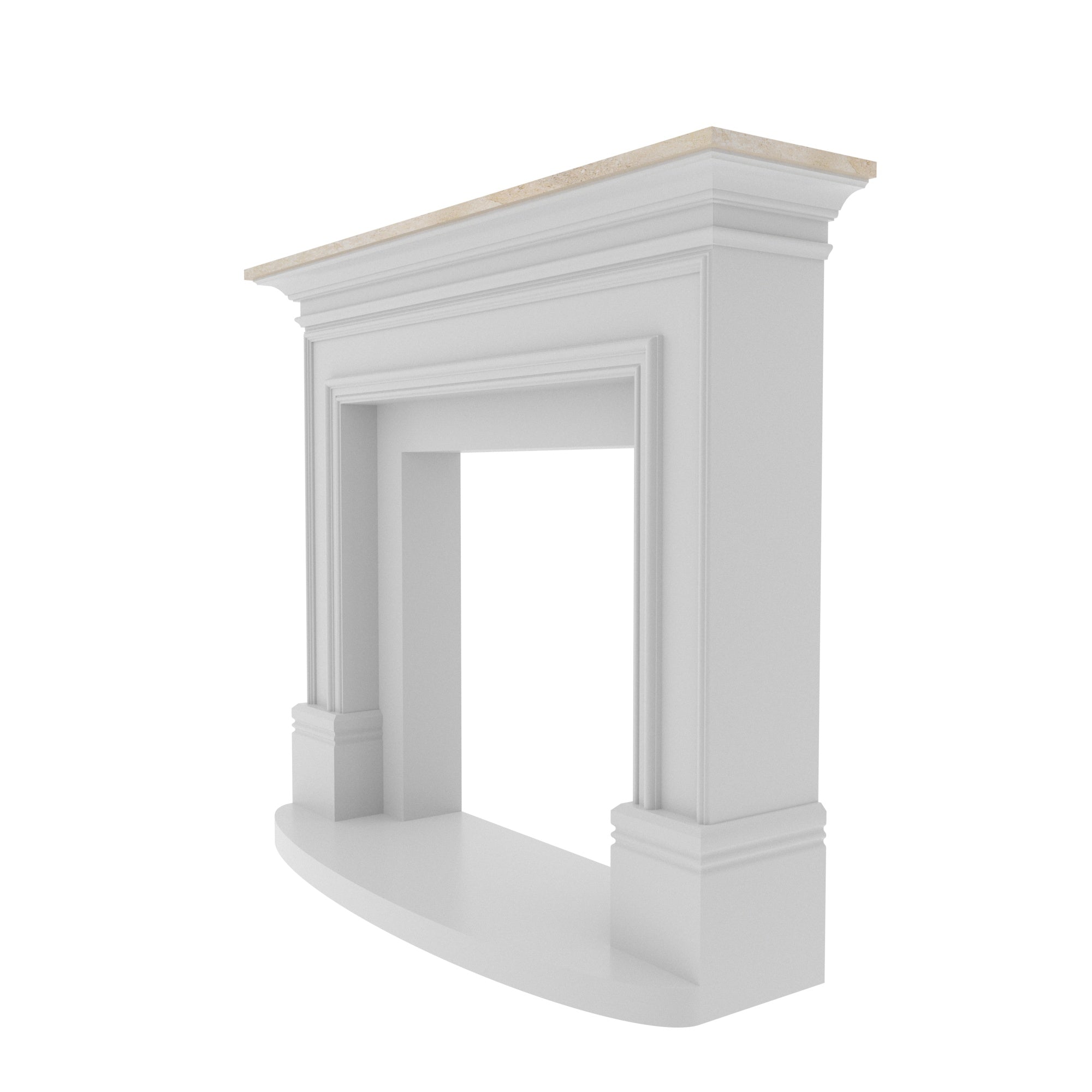 Modern White Fireplace Mantel - 52" Contemporary Fire Surround with Square Columns Fire Mantel
