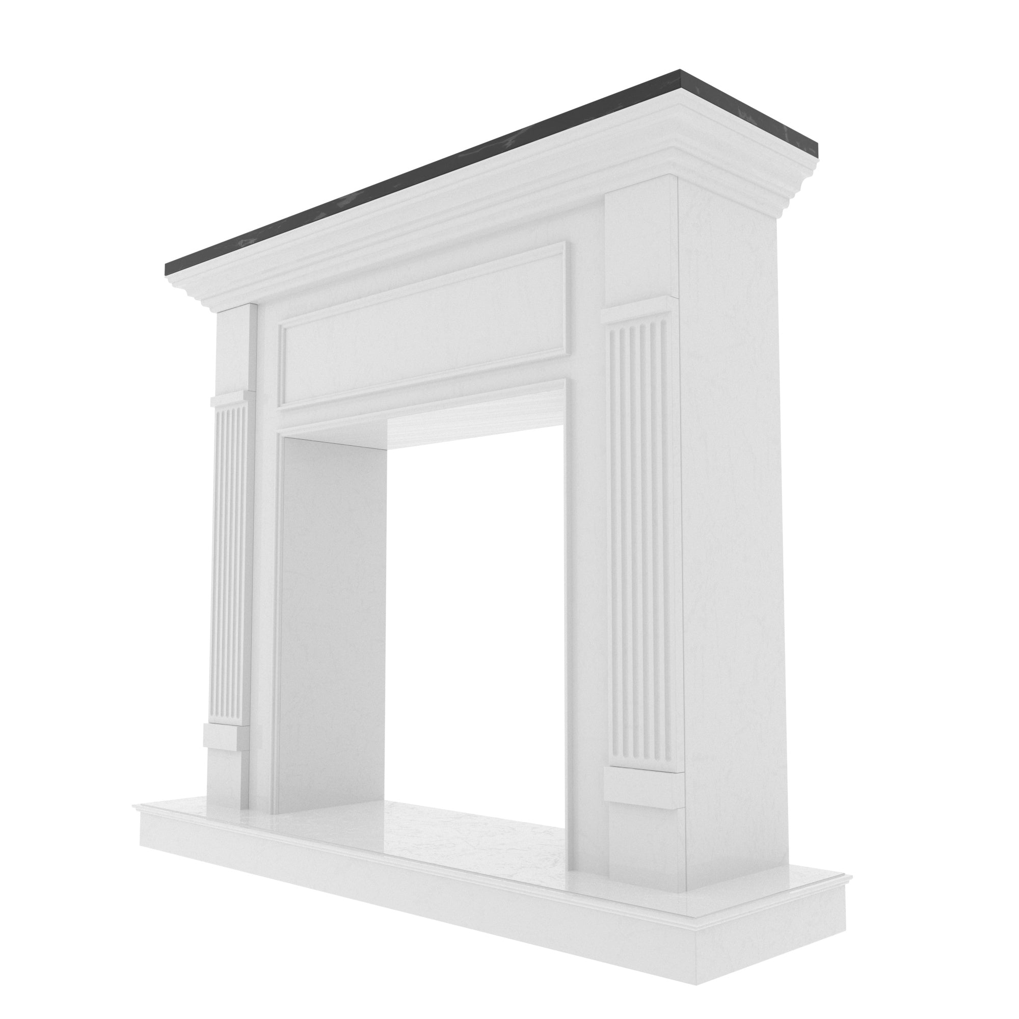 Traditional White Fireplace Mantel - 56" Classic Fluted Column Fire Surround Fire Mantel