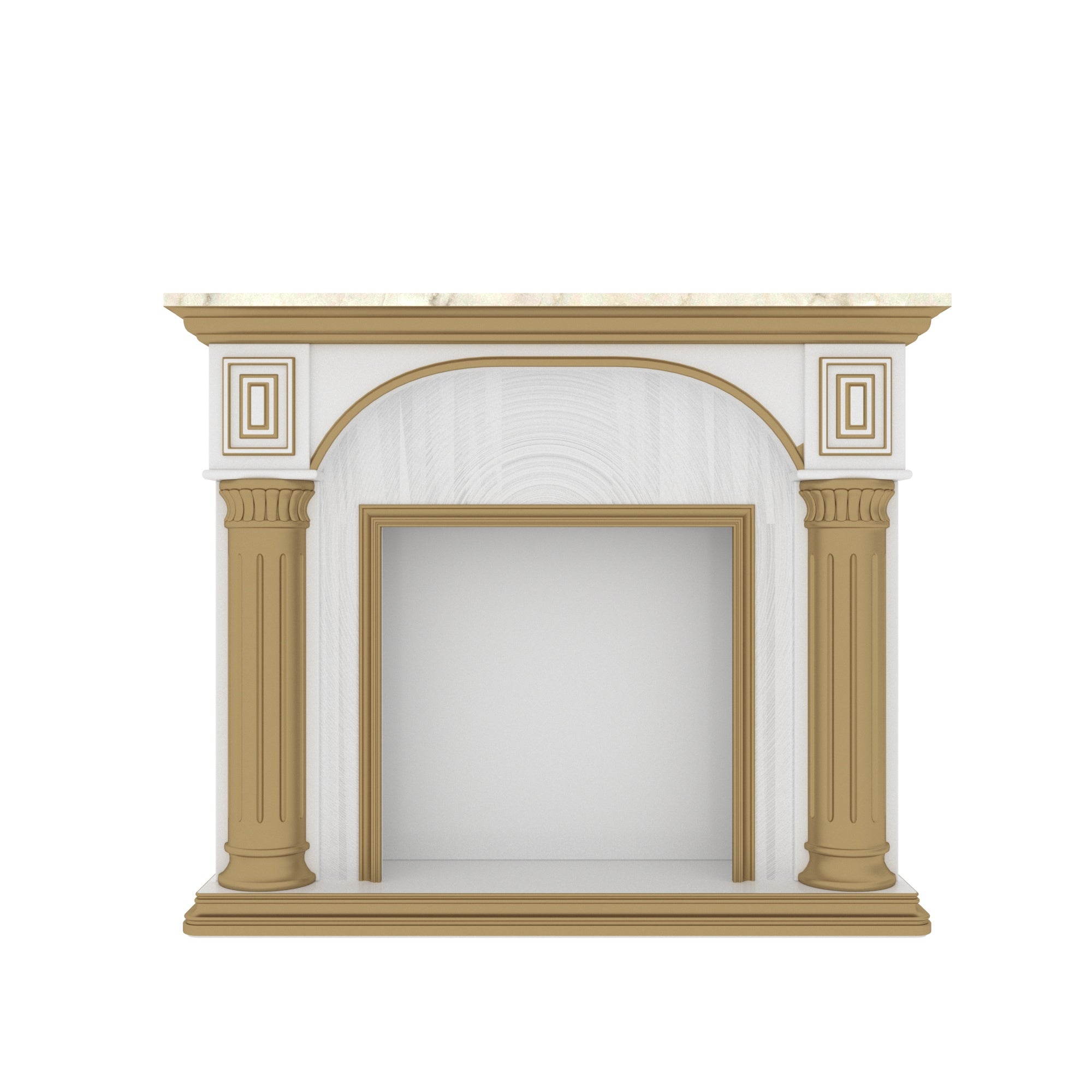 Elegant White Fireplace Mantel with Gold Trim - 47" Traditional Fire Surround Fire Mantel
