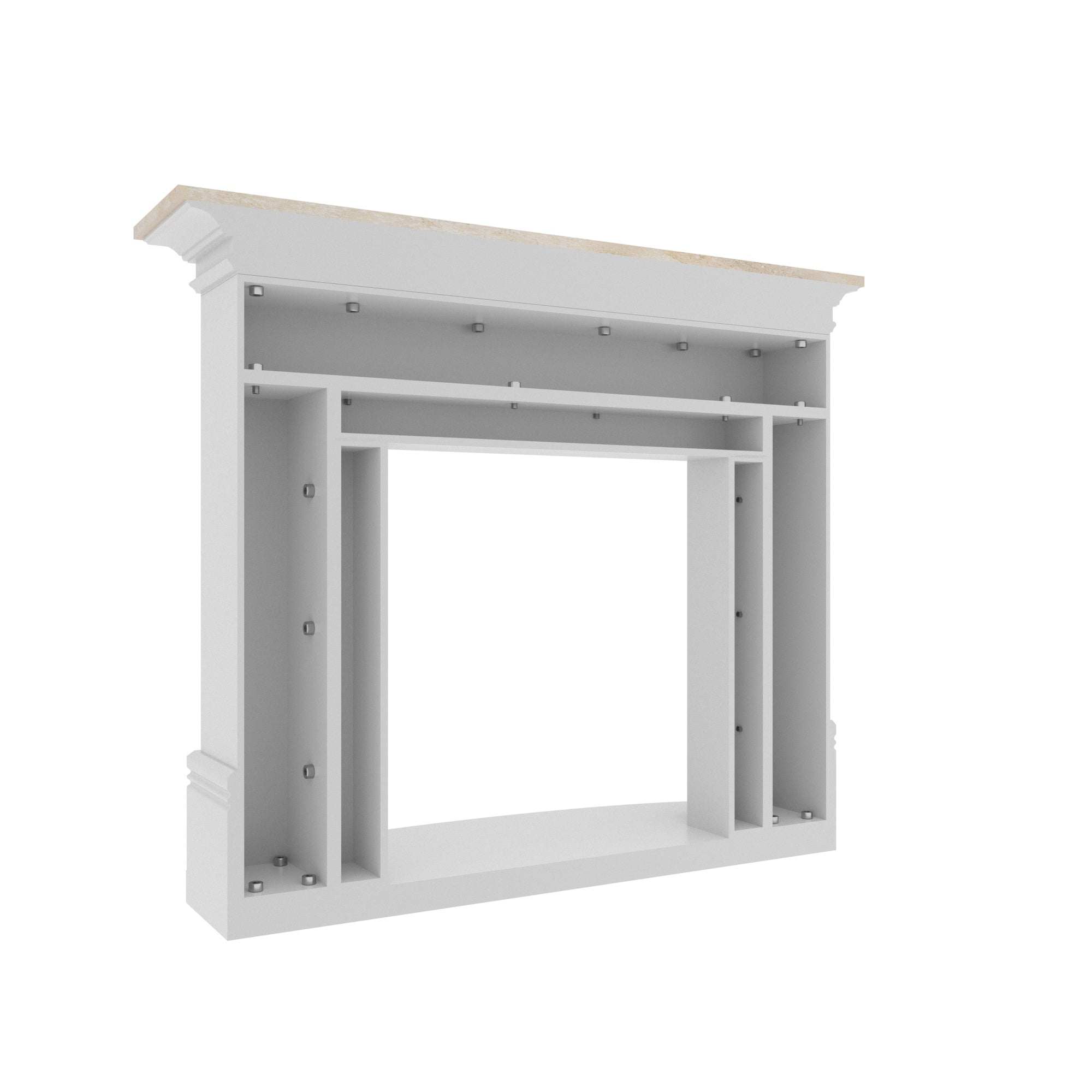 Modern White Fireplace Mantel - 52" Contemporary Fire Surround with Square Columns Fire Mantel