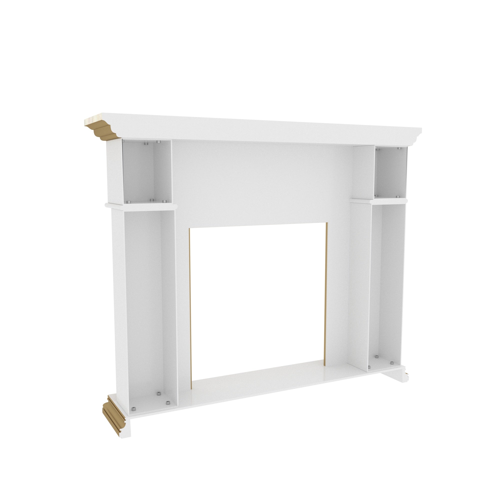 Elegant White Fireplace Mantel with Gold Trim - 47" Traditional Fire Surround Fire Mantel