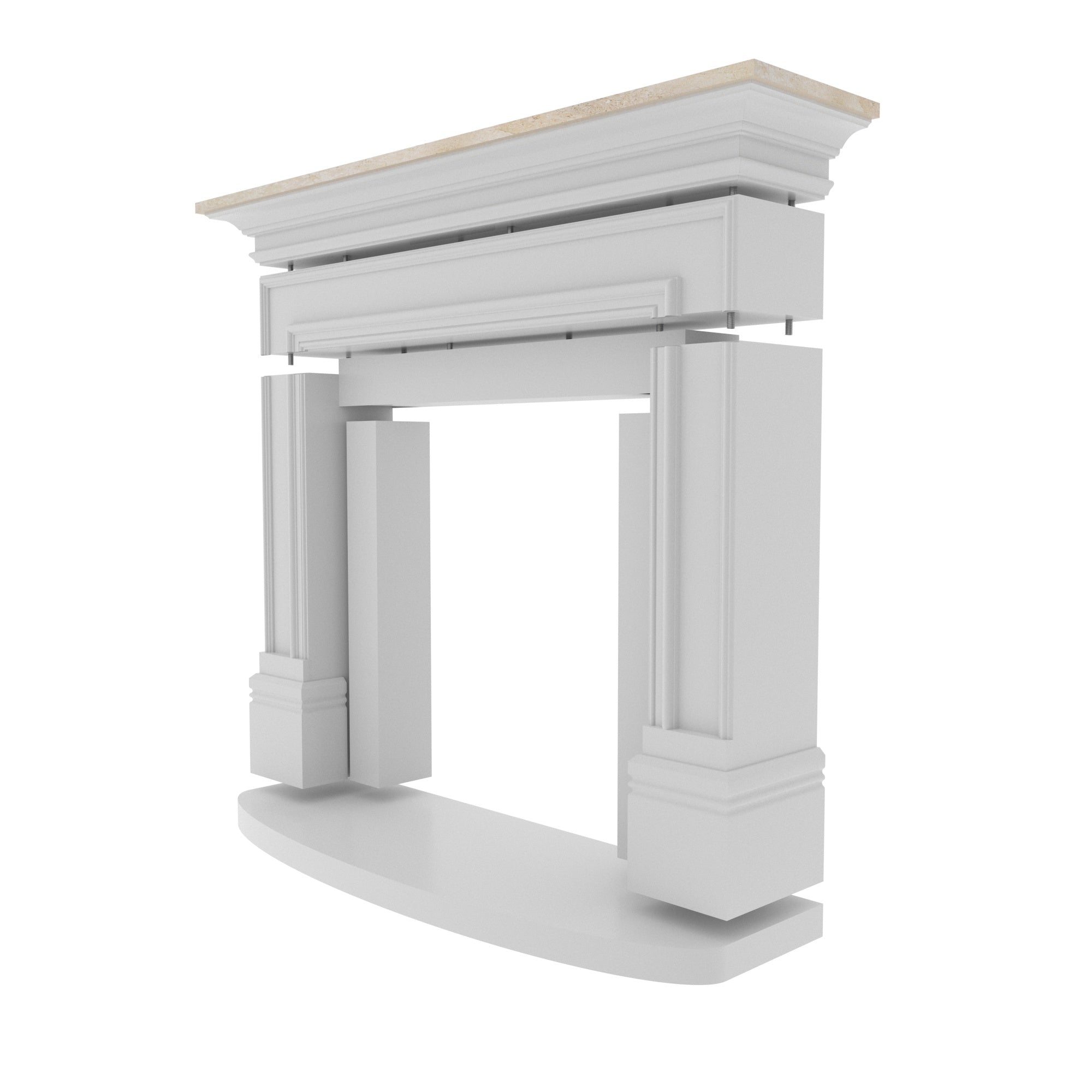 Modern White Fireplace Mantel - 52" Contemporary Fire Surround with Square Columns Fire Mantel
