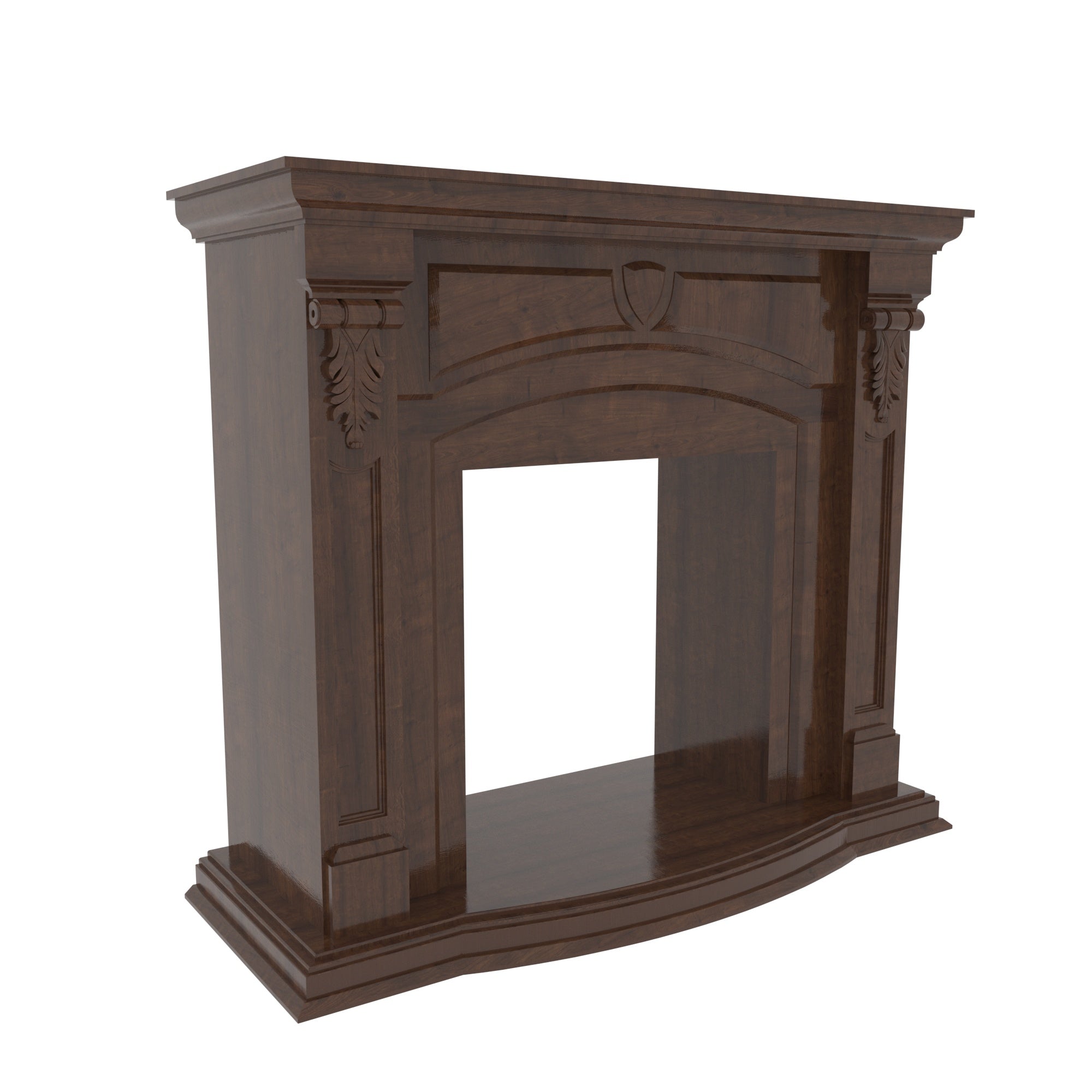 Classic Arched Solid Wood Fireplace Mantel Unit with Carved Detailing Fire Mantel