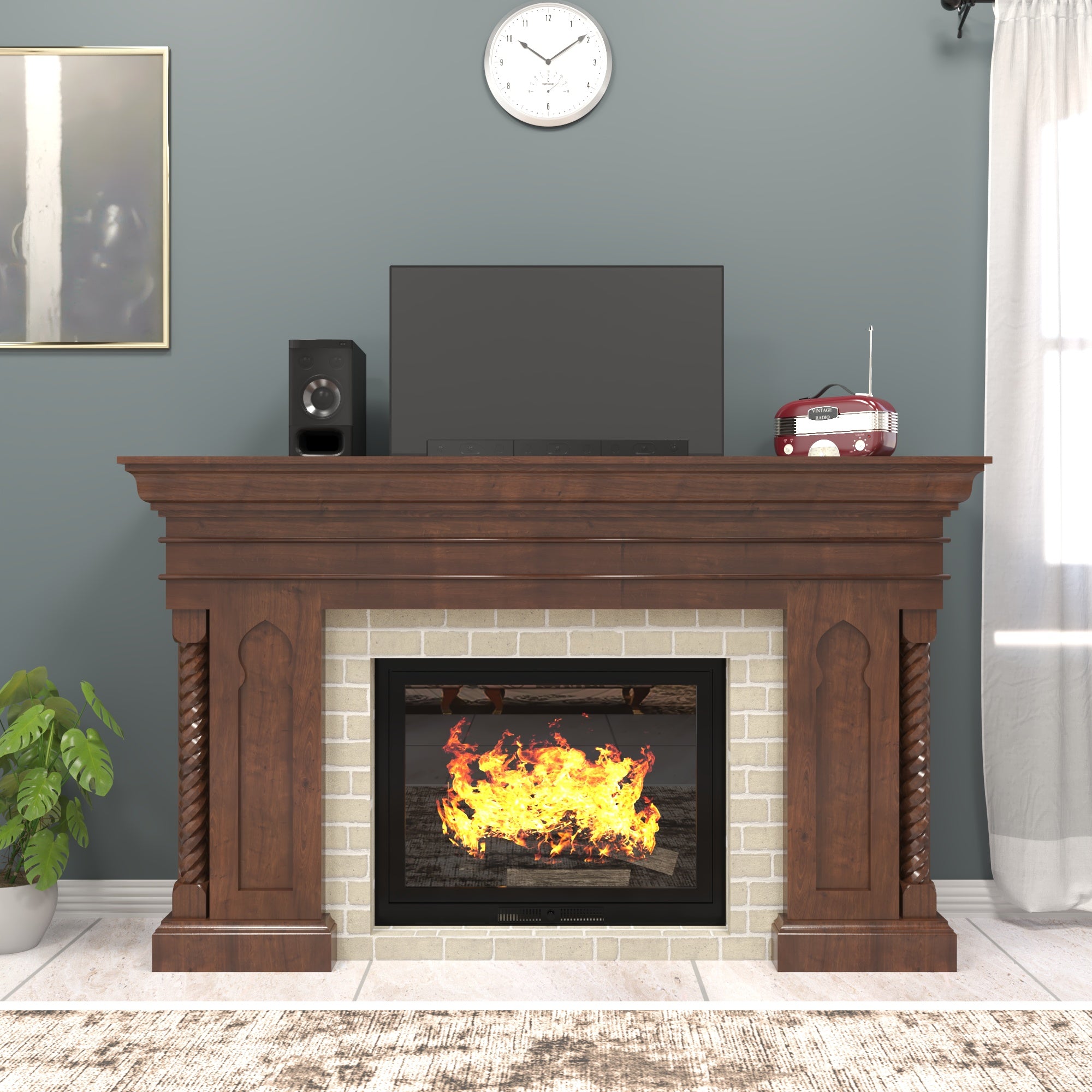 Classic Fireplace Mantel – Traditional Decorative Fireplace Frame with TV Stand Tv stand